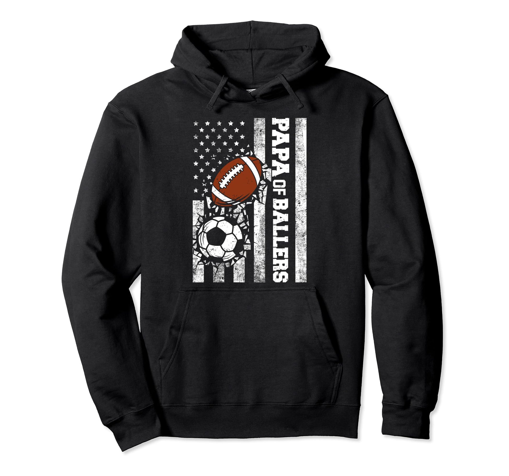 Papa Ballers Funny Usa Flag Soccer Hoodie - Custom Art Print for Adults - T-Shirt, Sweatshirt, Hoodie
