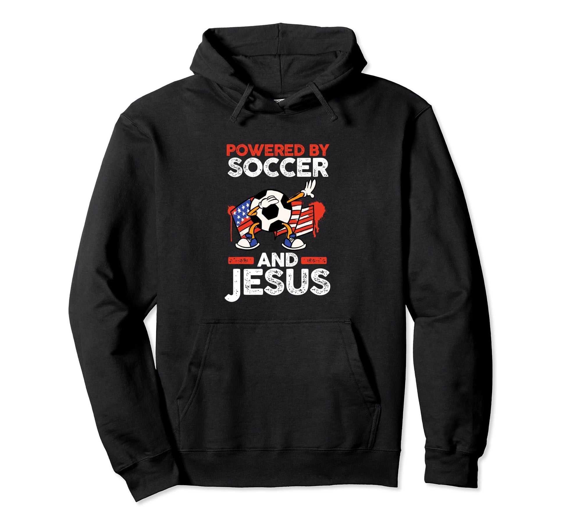 Powered Soccer And Jesus Hoodie - Novelty Apparel Men Women - T-Shirt, Sweatshirt, Hoodie