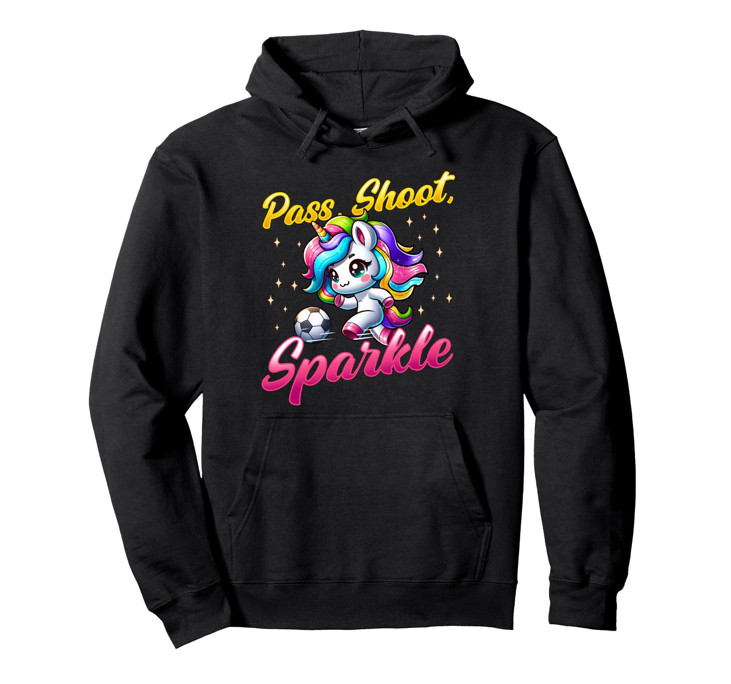 Pass Shoot Sparkle Soccer Player Hoodie - Casual Everyday Wear for Adults - T-Shirt, Sweatshirt, Hoodie