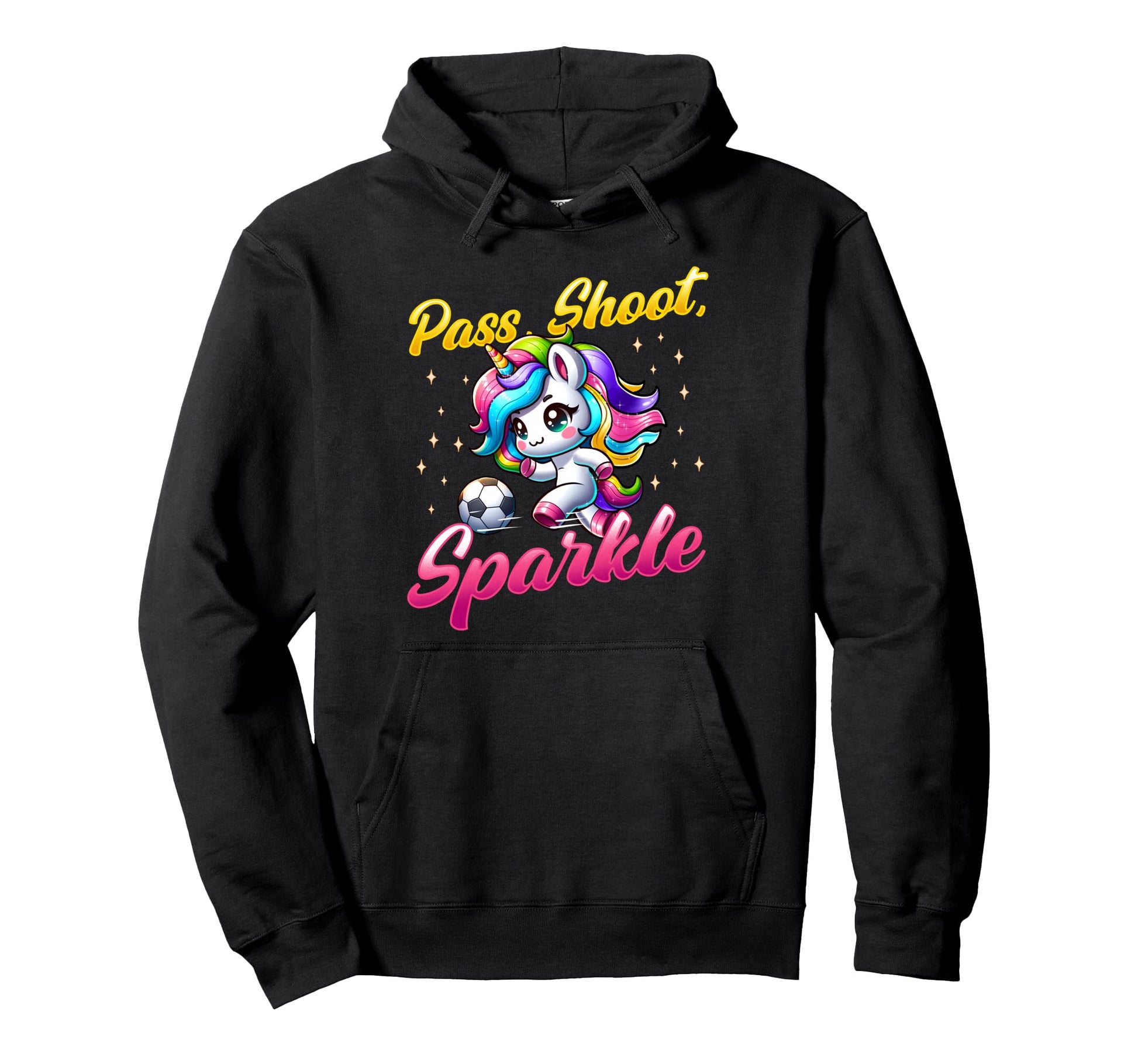 Pass Shoot Sparkle Soccer Player Hoodie - Casual Everyday Wear for Adults - T-Shirt, Sweatshirt, Hoodie