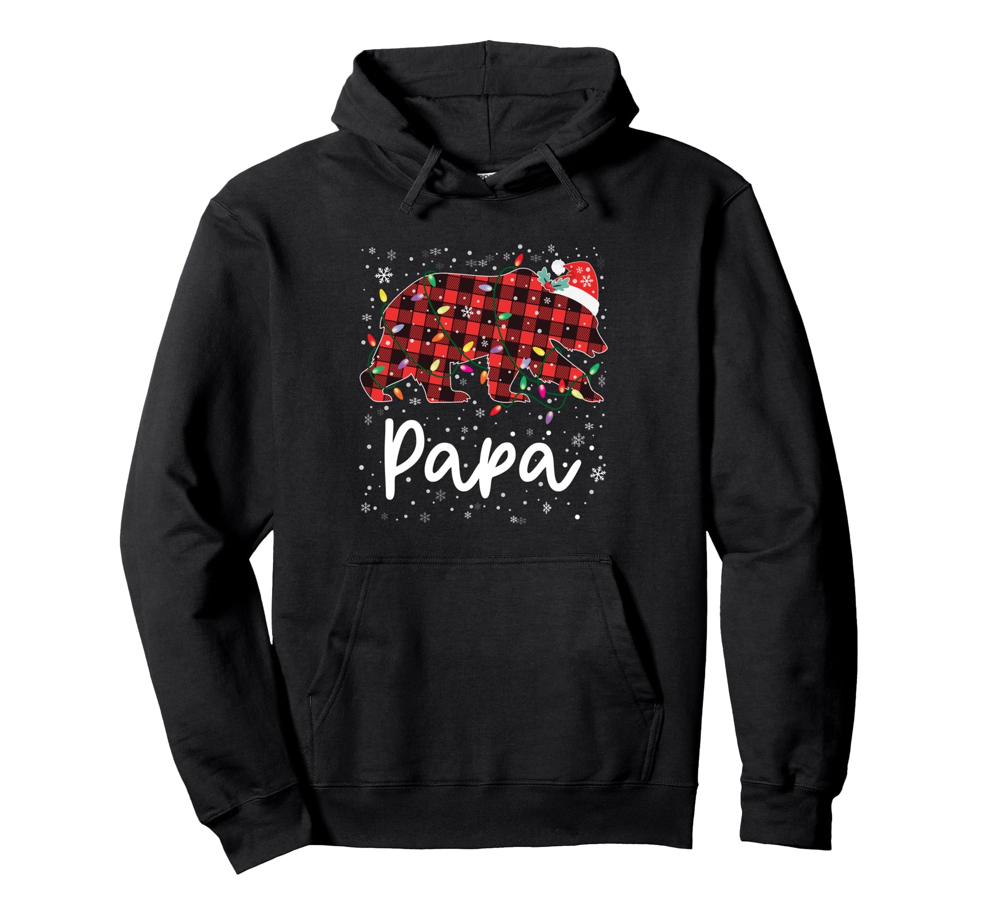 Papa Bear Red Plaid Pajama Merry Hoodie - Casual Everyday Wear Men Women - T-Shirt, Sweatshirt, Hoodie