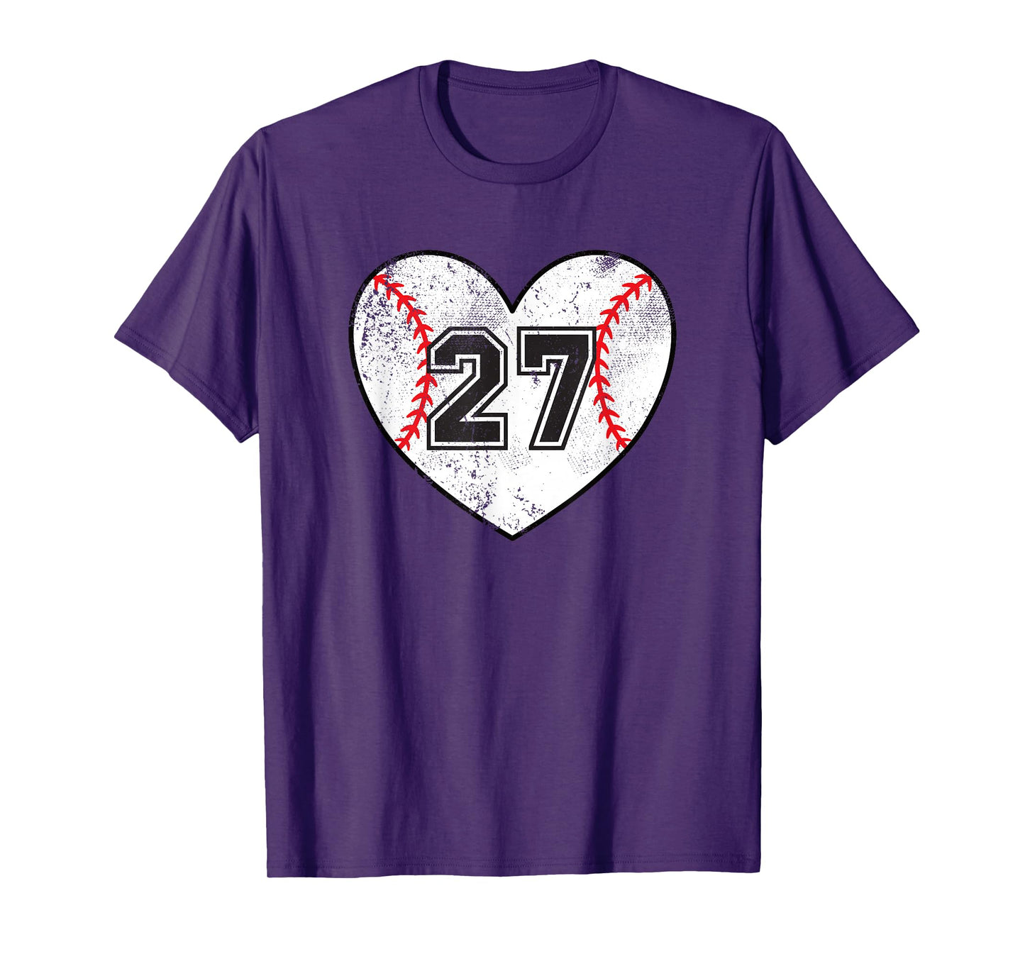 Baseball Heart Player 27 Baseball Mom Dad T-Shirt - Novelty Apparel Unisex - T-Shirt, Sweatshirt, Hoodie