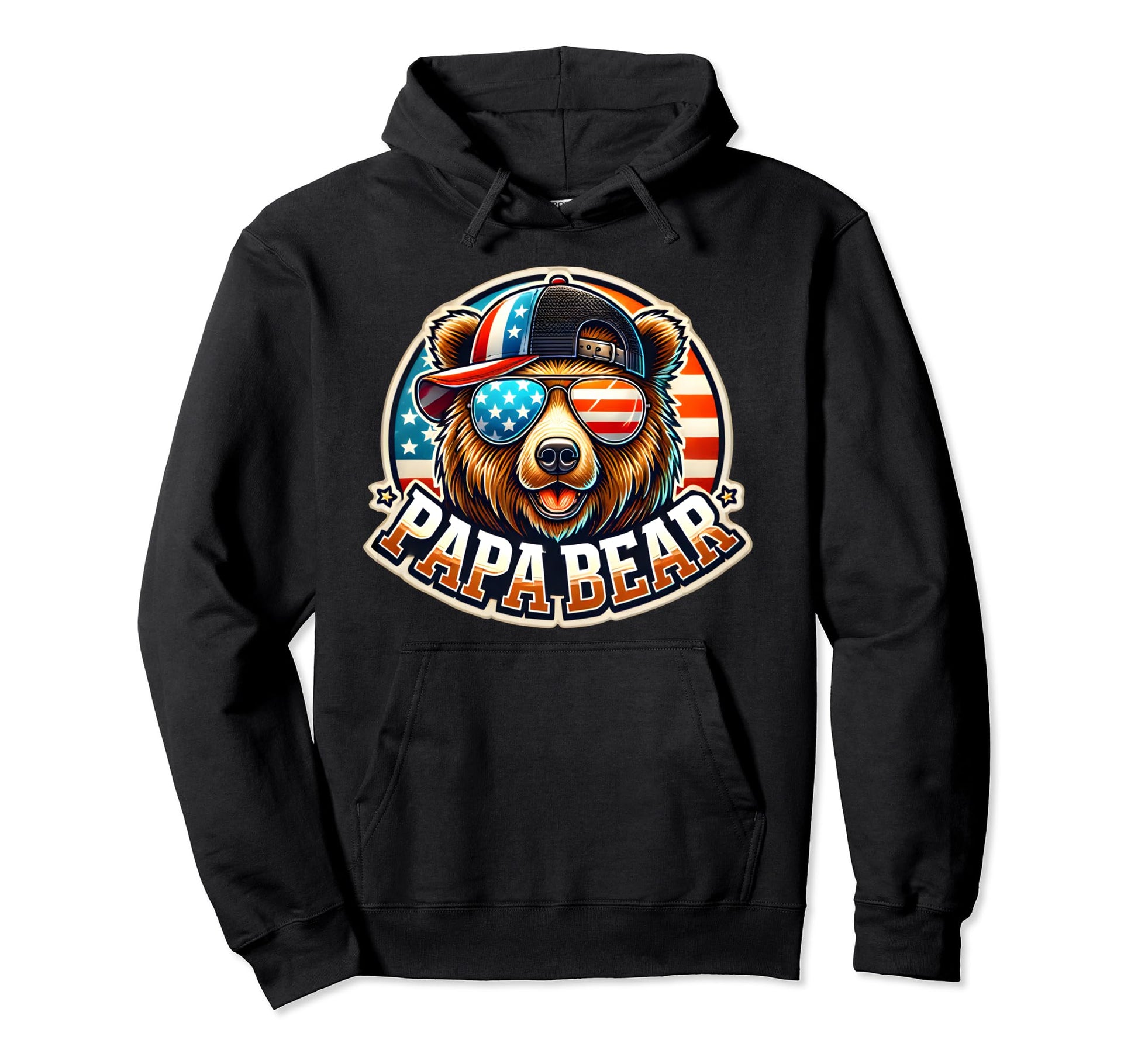 Papa Bear Outfits Fathers Day Usa Hoodie - Trendy Graphic for Adults - T-Shirt, Sweatshirt, Hoodie