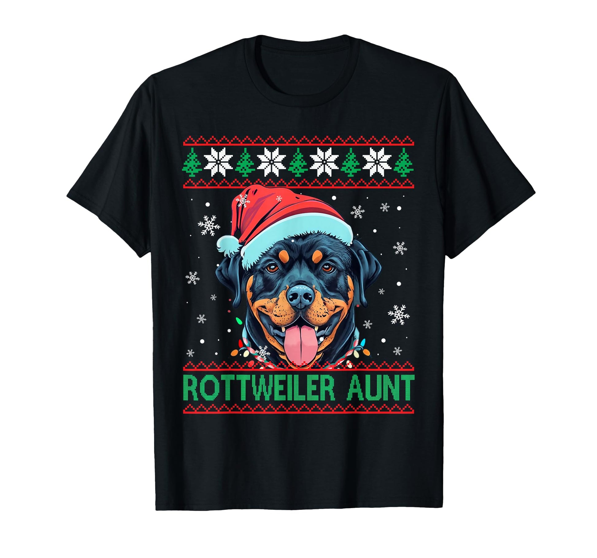 Rottweiler Aunt Santa Hat Rottweiler T-Shirt - Minimalist Print for Adults - T-Shirt, Sweatshirt, Hoodie