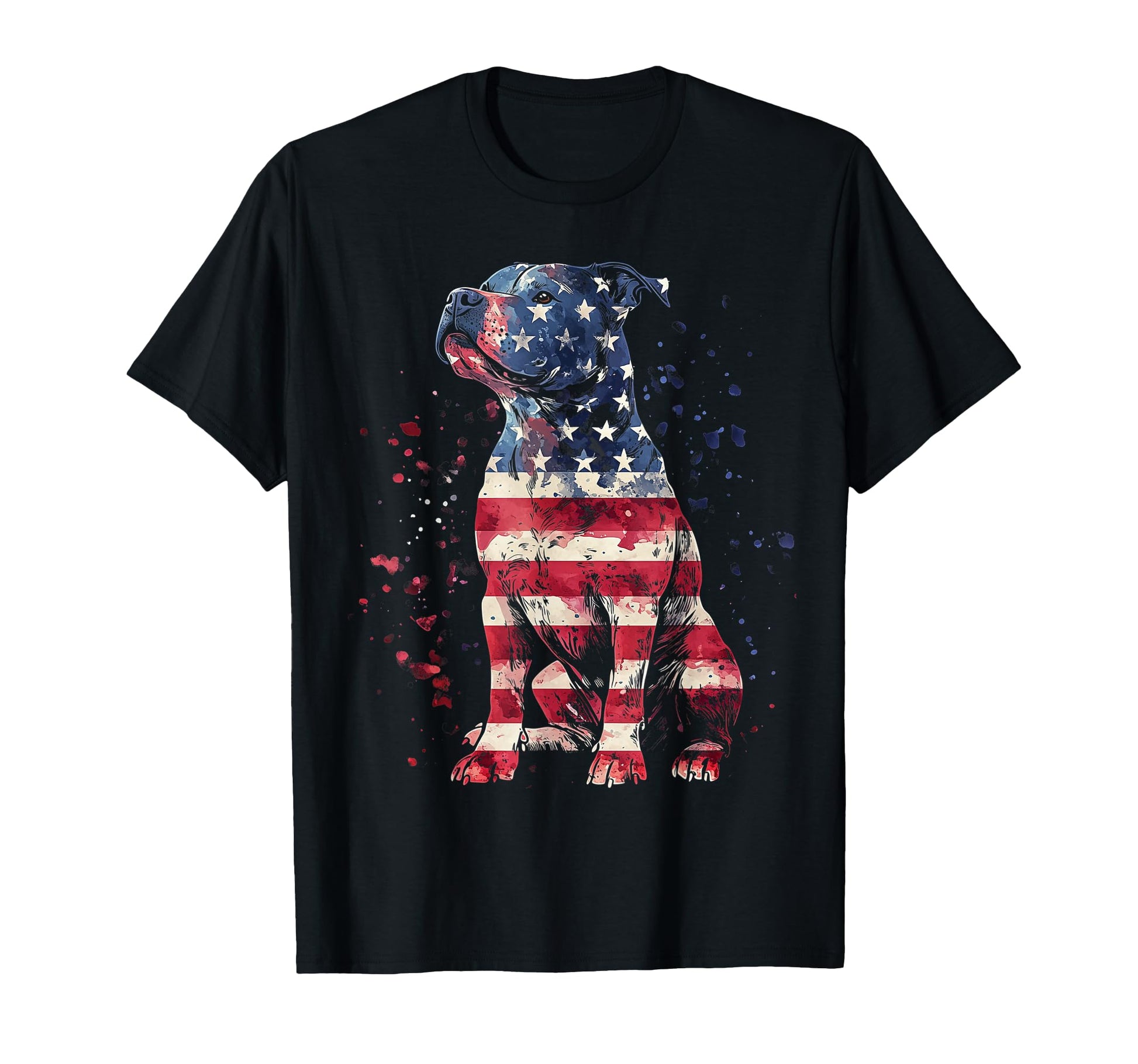 Patriotic Pitbull American Flag 4Th T-Shirt - Novelty Apparel for Adults - T-Shirt, Sweatshirt, Hoodie