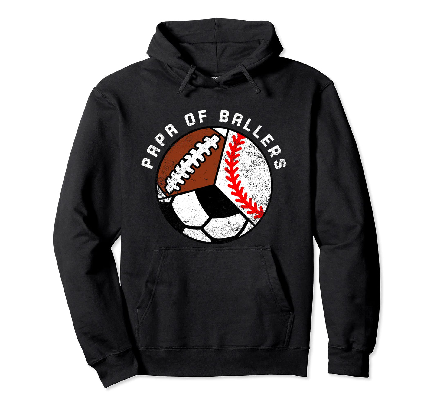 Papa Ballers Funny Baseball Soccer Hoodie - Minimalist Print for Adults - T-Shirt, Sweatshirt, Hoodie