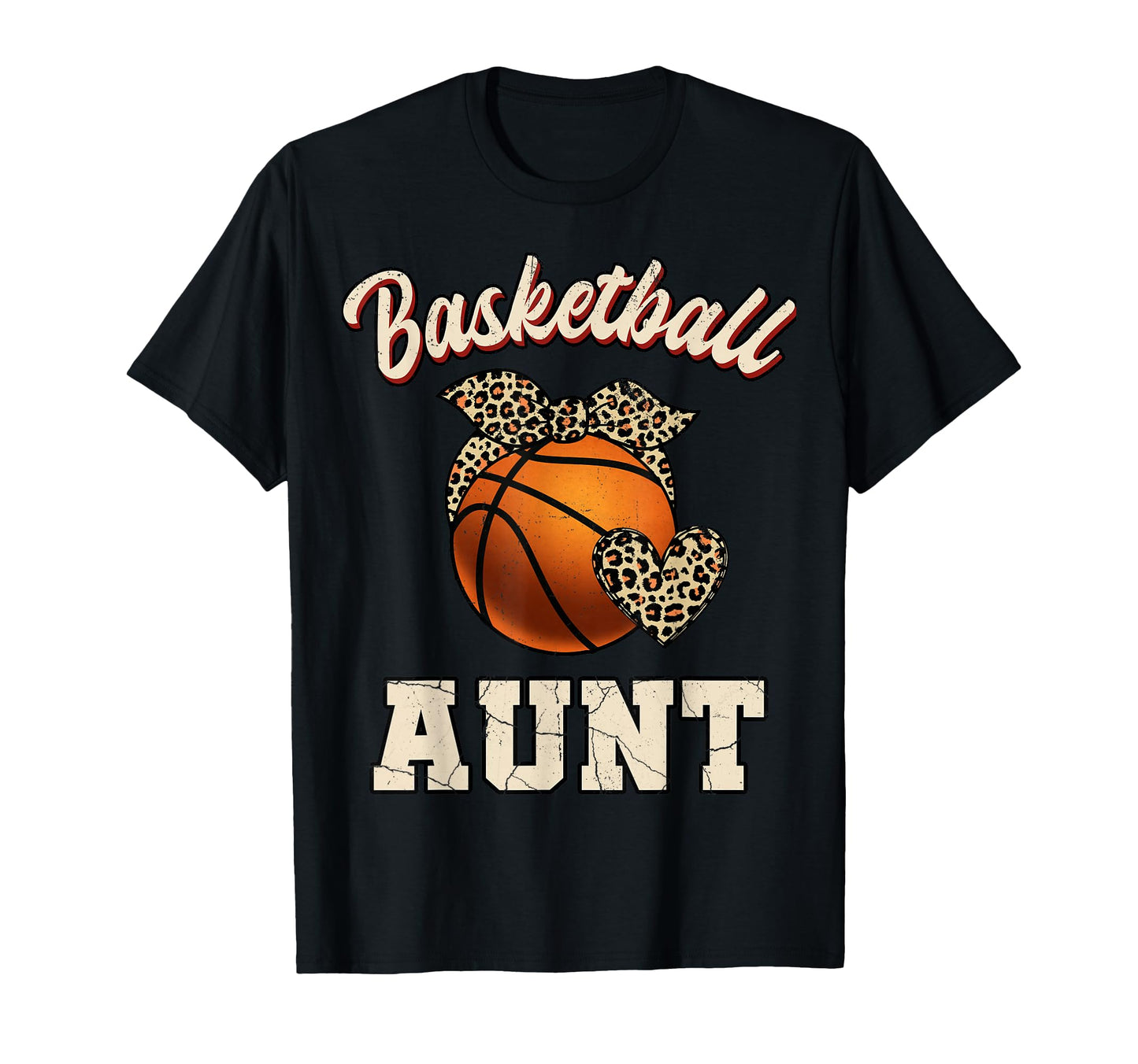 Basketball Aunt Bandana Leopard Heart T-Shirt - Fun Novelty Design Unisex - T-Shirt, Sweatshirt, Hoodie