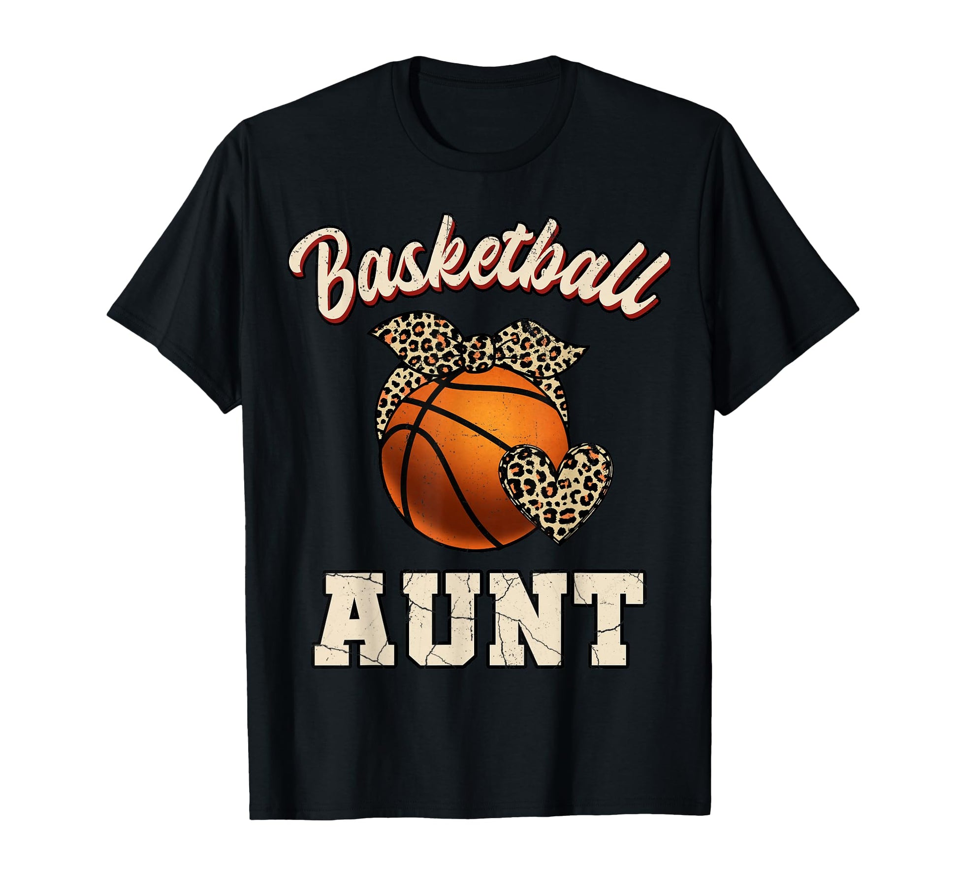 Basketball Aunt Bandana Leopard Heart T-Shirt - Fun Novelty Design Unisex - T-Shirt, Sweatshirt, Hoodie