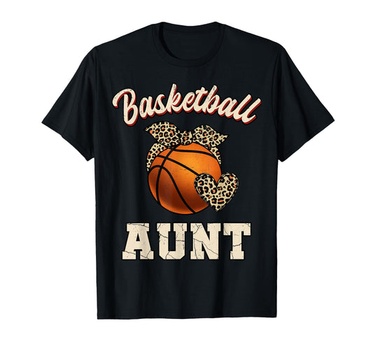 Basketball Aunt Bandana Leopard Heart T-Shirt - Fun Novelty Design Unisex - T-Shirt, Sweatshirt, Hoodie
