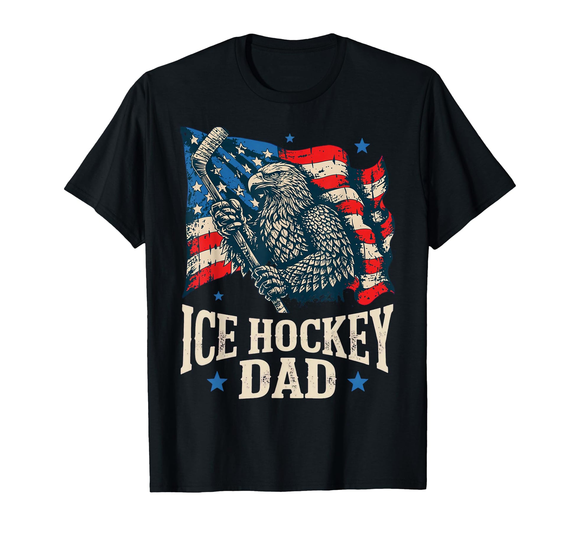 Ice Hockey American Flag Ice T-Shirt - Fun Novelty Design for Adults - T-Shirt, Sweatshirt, Hoodie