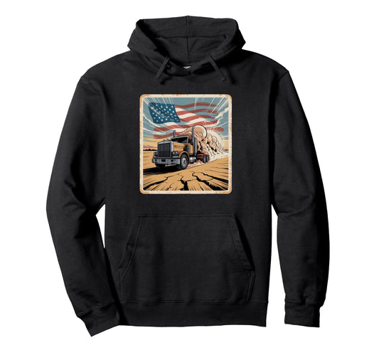 American Flag Trucker Dad Big Rig Hoodie - Trendy Graphic for Adults - T-Shirt, Sweatshirt, Hoodie