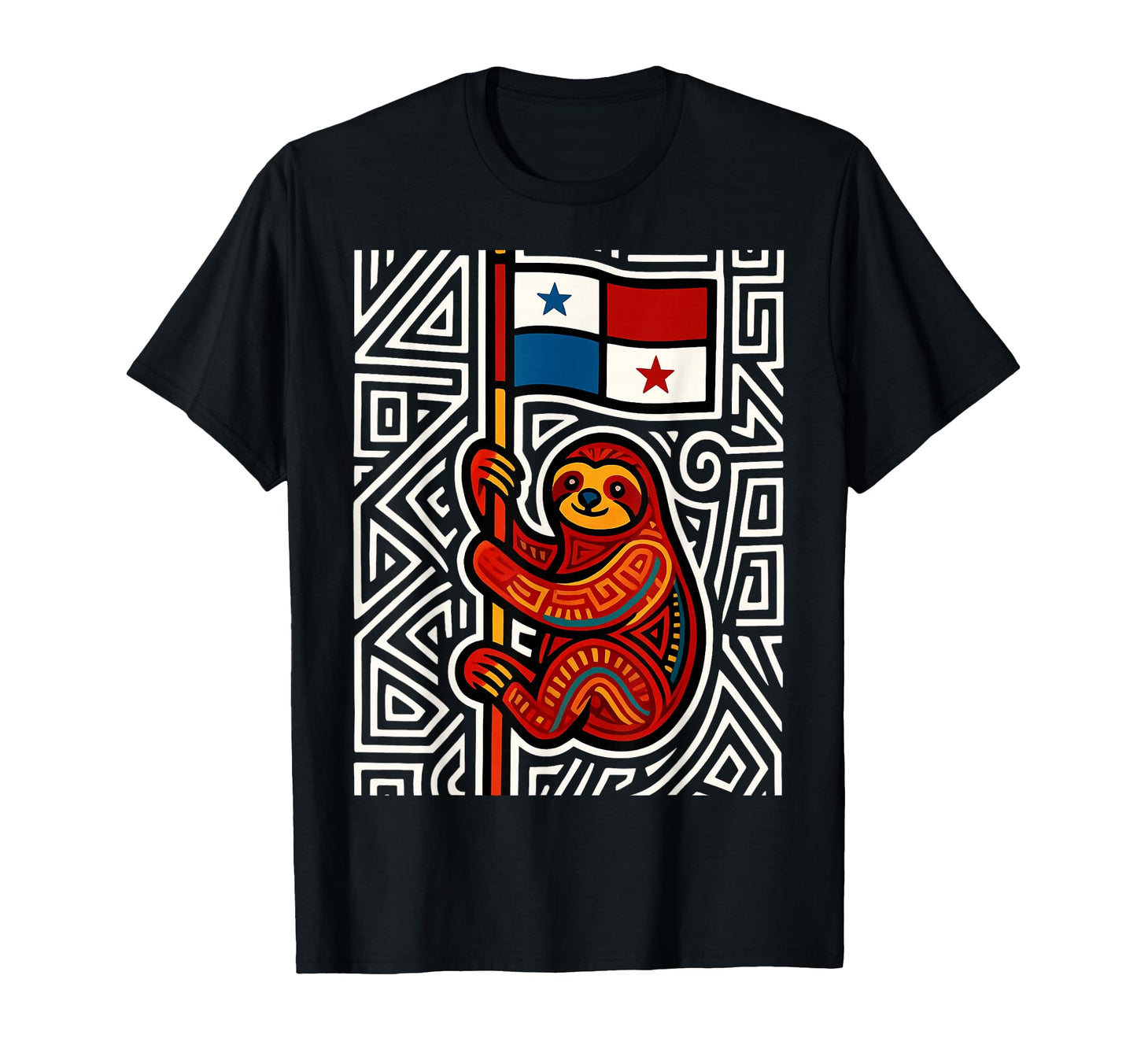 Sloth Inspired Mola Artwork Panama T-Shirt - Aesthetic Graphic for Adults - T-Shirt, Sweatshirt, Hoodie