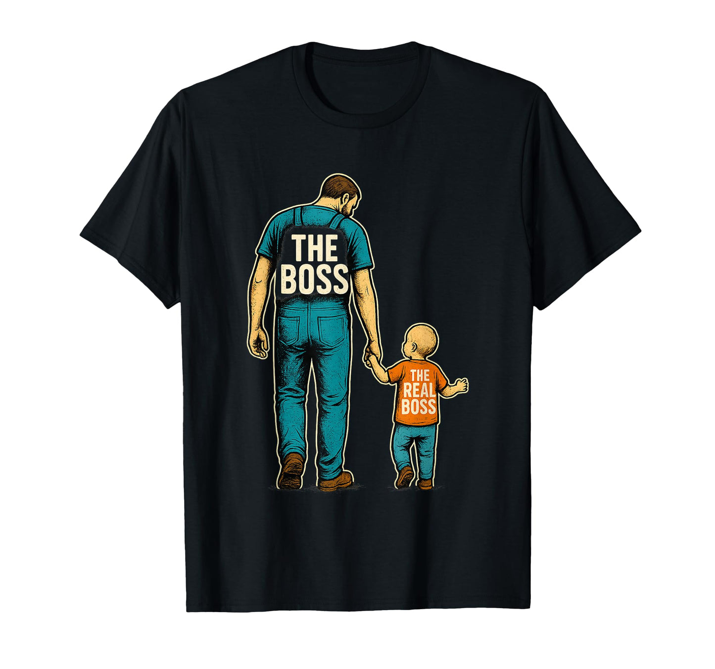 Boss Real Boss Fathers Day Dad Son T-Shirt - Trendy Graphic Men Women - T-Shirt, Sweatshirt, Hoodie