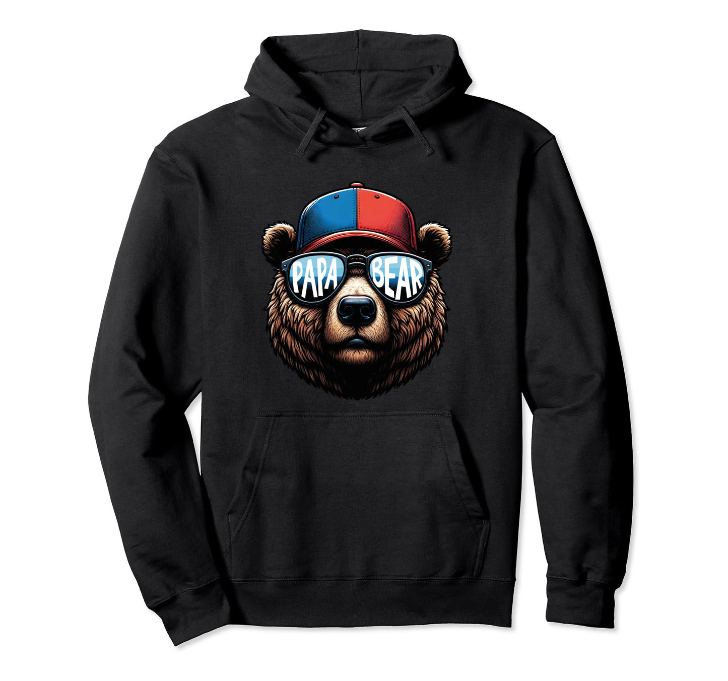 Papa Bear Face Fathers Day Daddy Bear Hoodie - Custom Art Print Unisex - T-Shirt, Sweatshirt, Hoodie