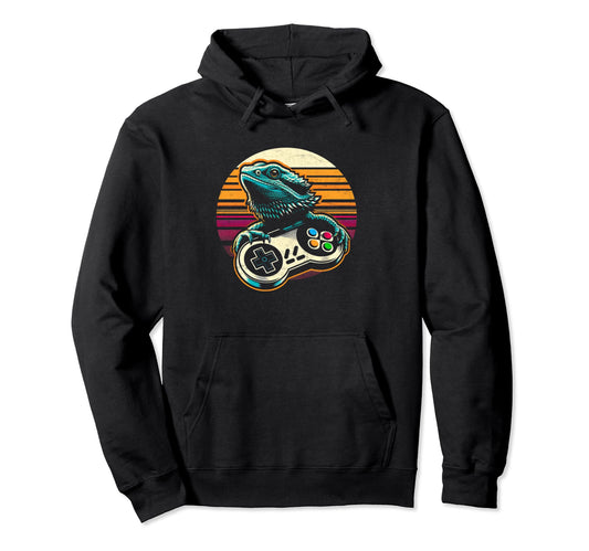 Bearded Dragon Dad Video Game Lizard Hoodie - Custom Art Print for Adults - T-Shirt, Sweatshirt, Hoodie