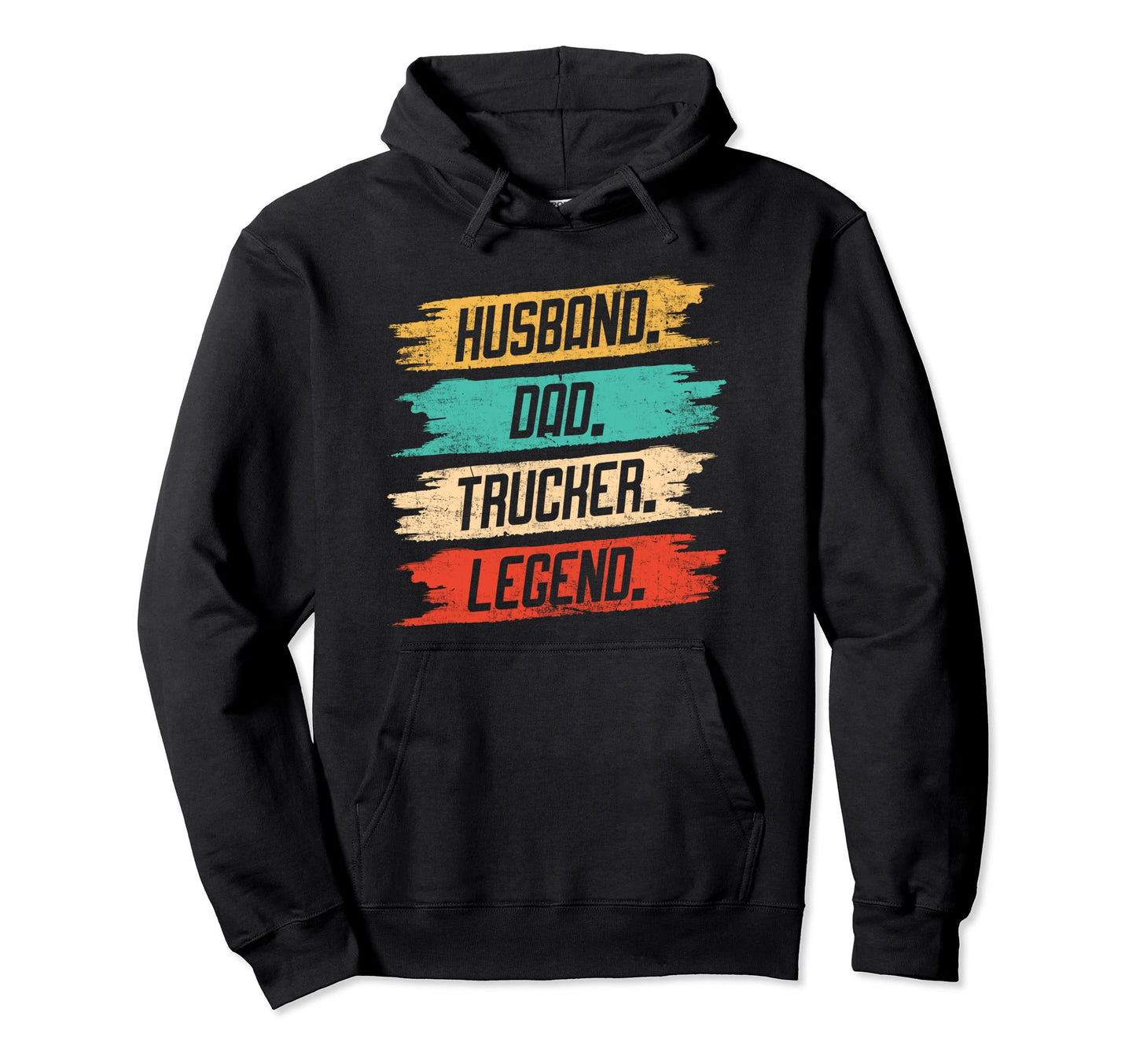 Husban Dad Trucker Legend Distressed Hoodie - Graphic Print Men Women - T-Shirt, Sweatshirt, Hoodie