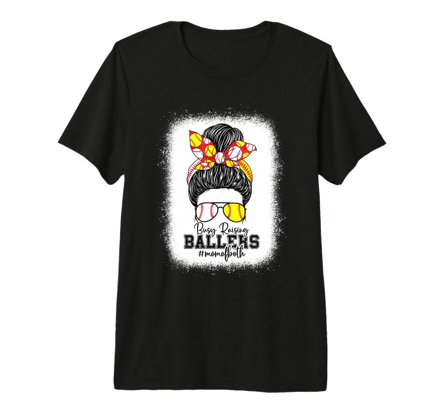 Busy Raising Ballers Softball Funny Messy T-Shirt - Unique Graphic Unisex - T-Shirt, Sweatshirt, Hoodie