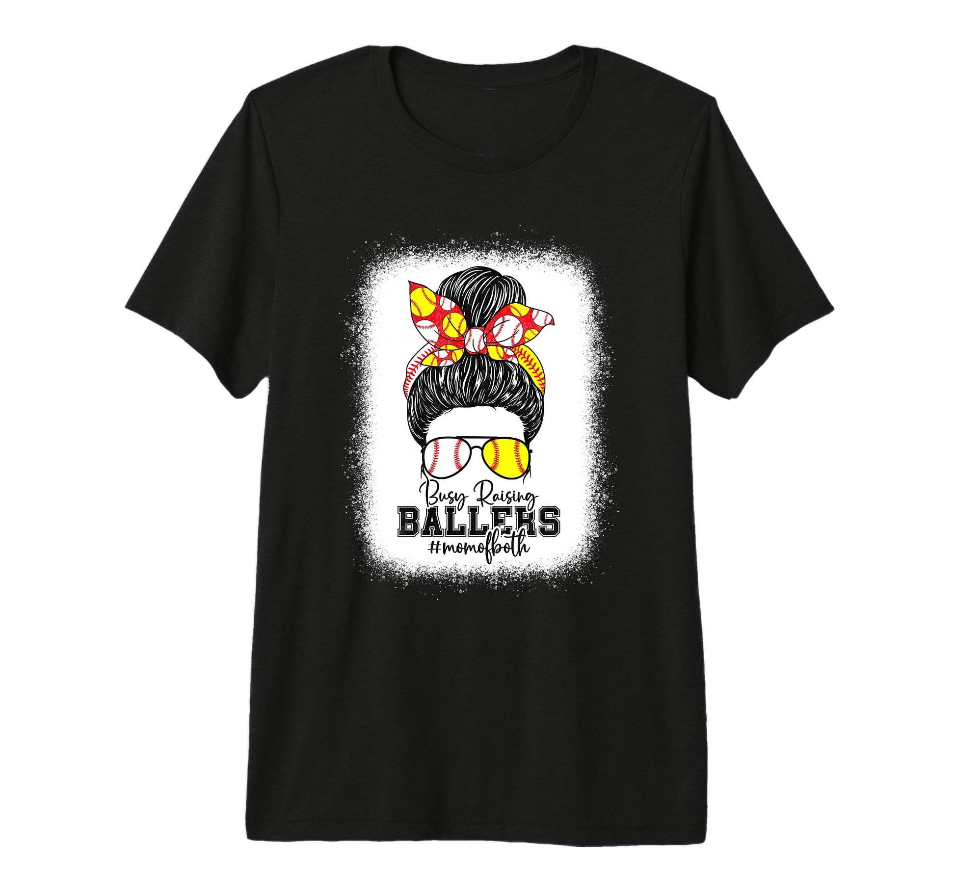 Busy Raising Ballers Softball Funny Messy T-Shirt - Unique Graphic Unisex - T-Shirt, Sweatshirt, Hoodie