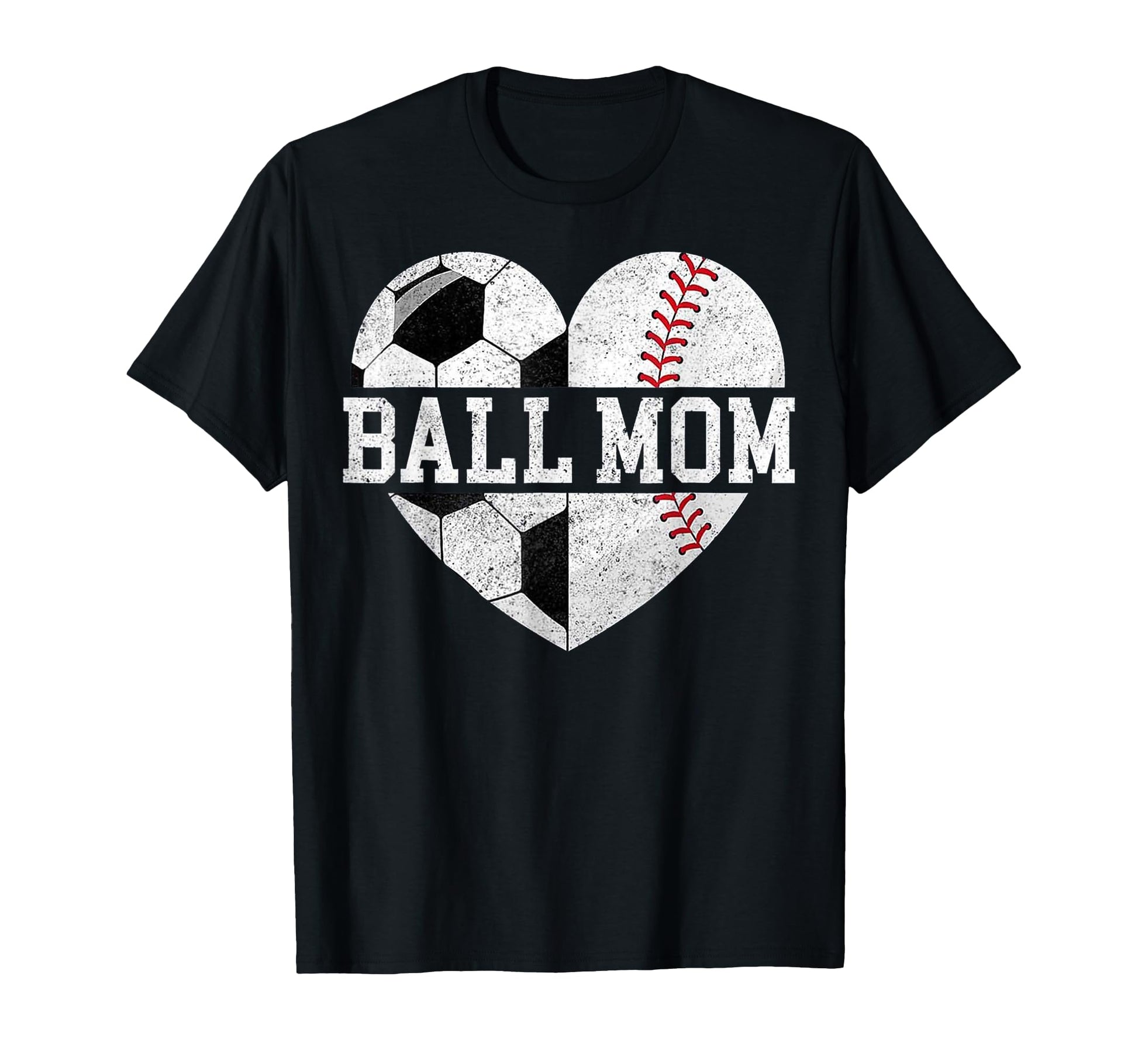 Mom Both Heart Soccer Baseball Sports T-Shirt - Minimalist Print Men Women - T-Shirt, Sweatshirt, Hoodie
