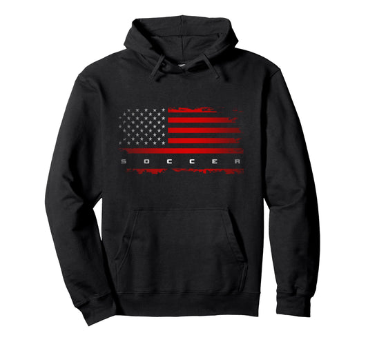 American Flag Soccer Soccer Hoodie - Novelty Apparel for Adults - T-Shirt, Sweatshirt, Hoodie