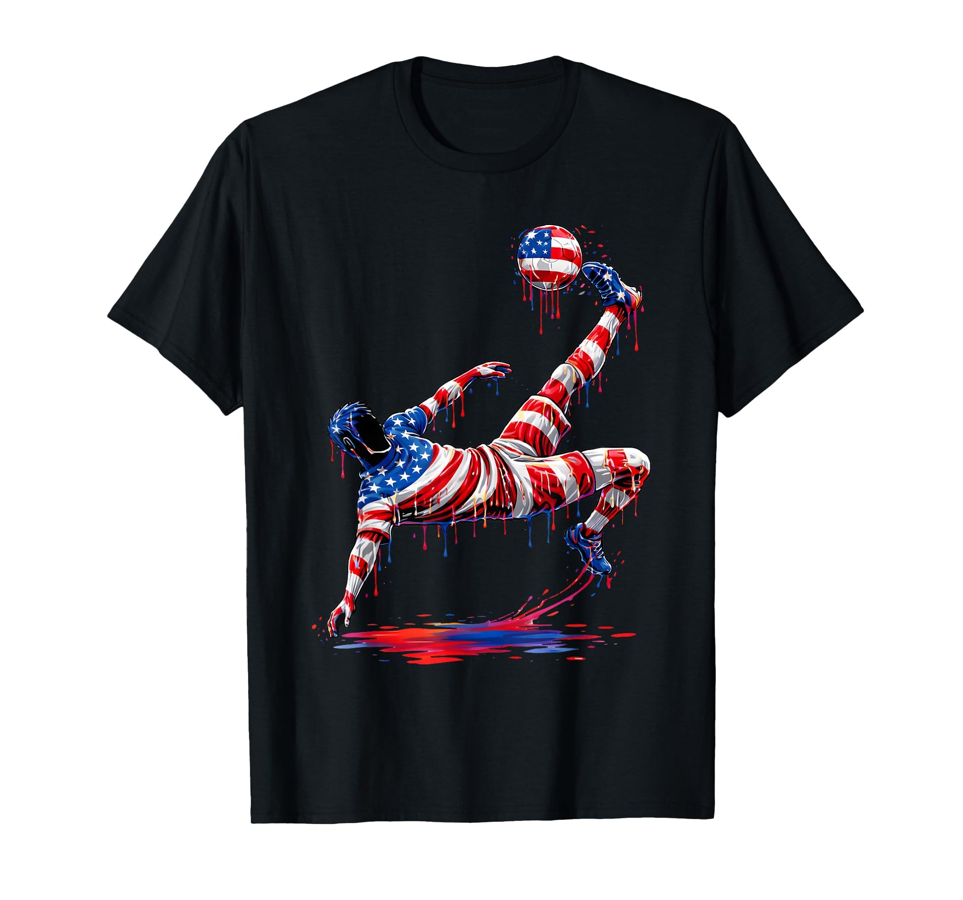 Soccer Drip American Flag 4Th July T-Shirt - Aesthetic Graphic for Adults - T-Shirt, Sweatshirt, Hoodie