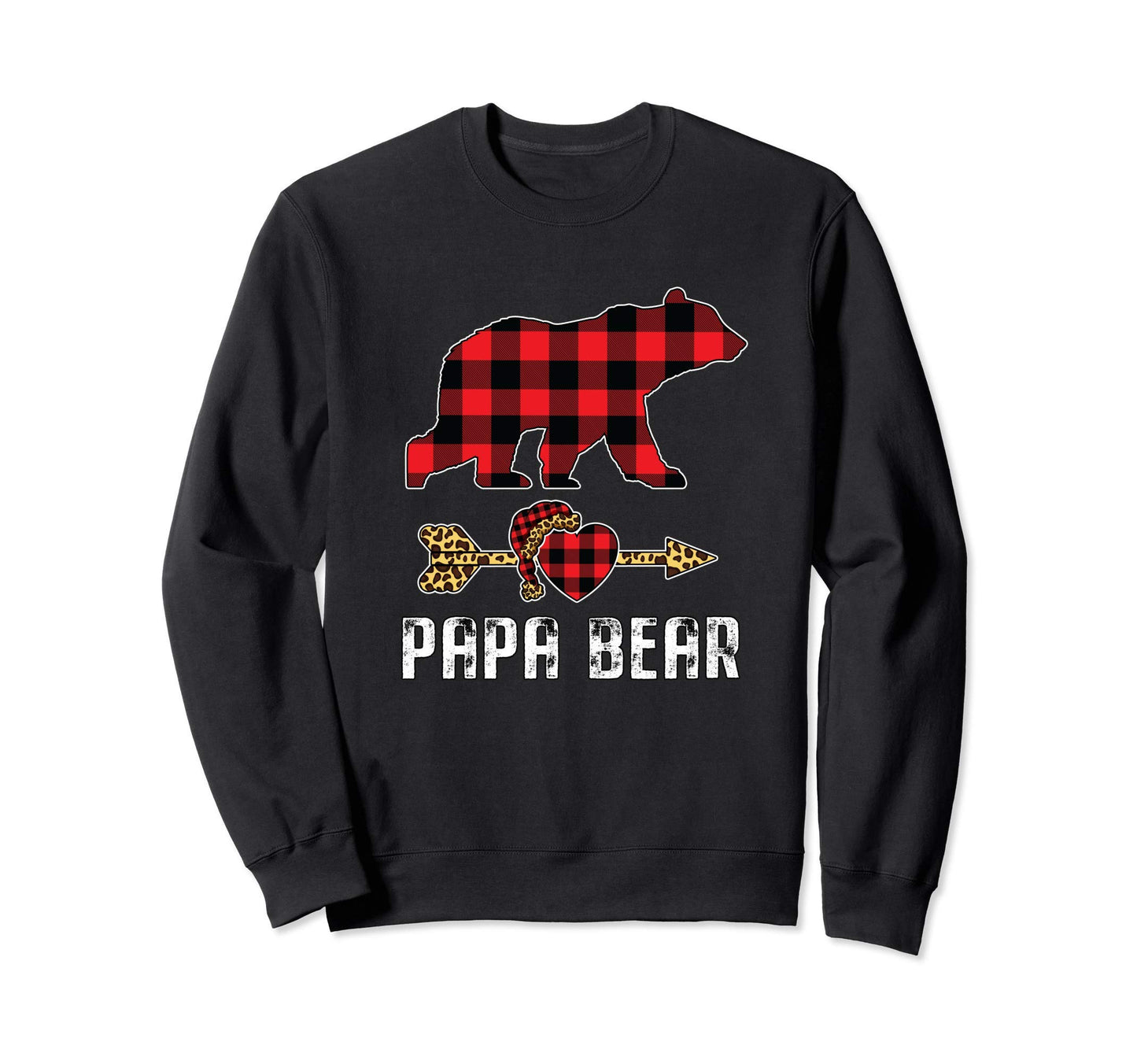 Papa Bear Buffalo Plaid Leopard Sweatshirt - Streetwear Style for Adults - T-Shirt, Sweatshirt, Hoodie