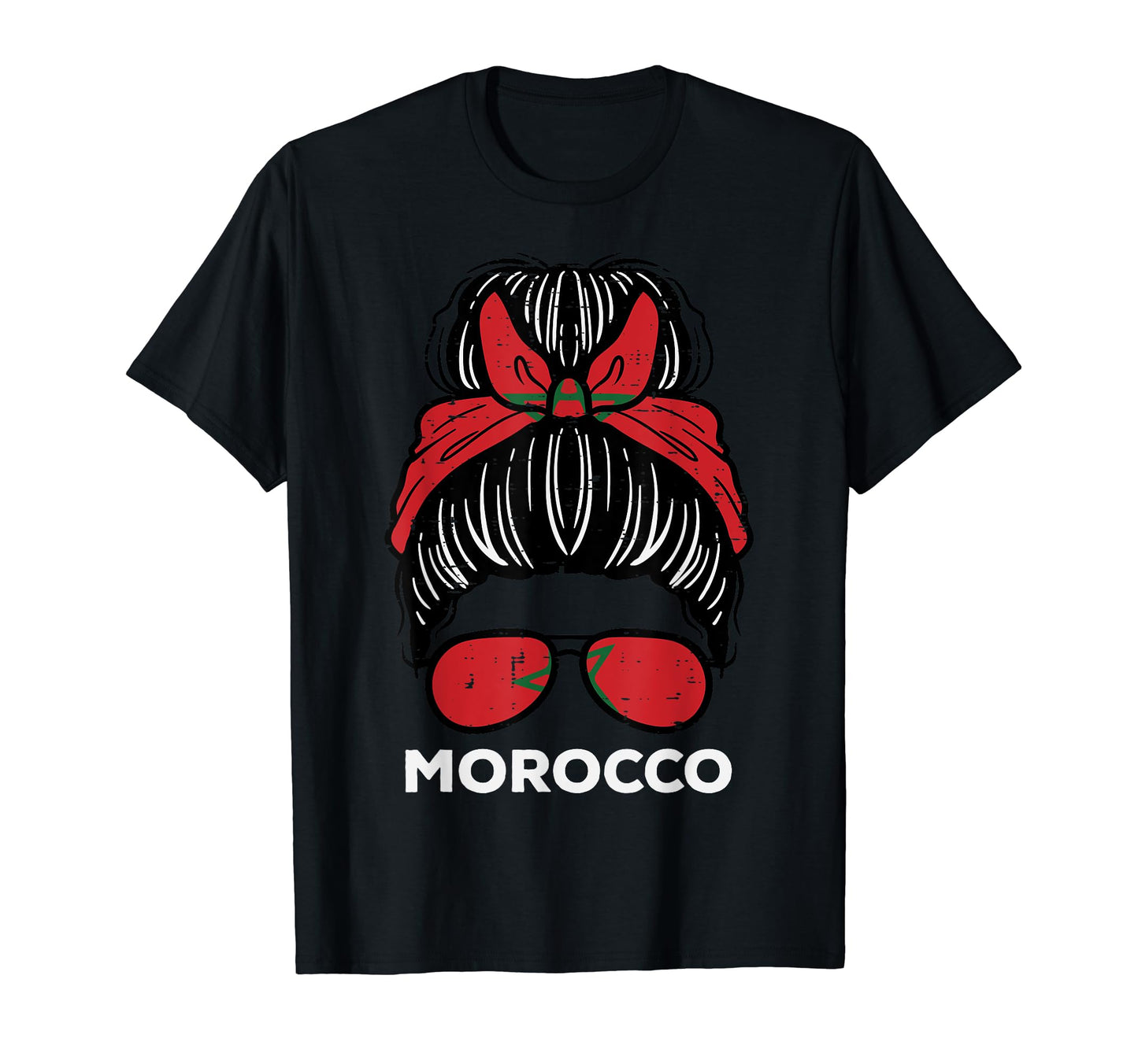Morocco Flag Moroccan Hairbun T-Shirt - Custom Art Print for Adults - T-Shirt, Sweatshirt, Hoodie