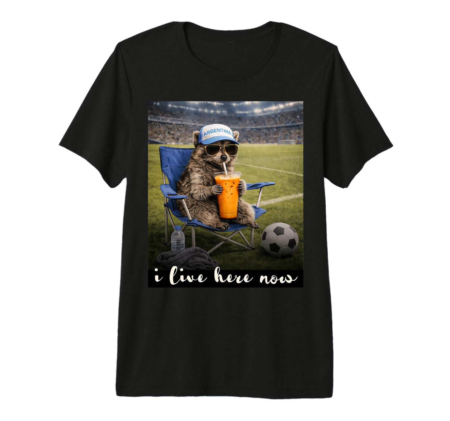 Funny Raccoon Argentina Soccer Fan Futbol T-Shirt - Novelty Apparel Unisex - T-Shirt, Sweatshirt, Hoodie