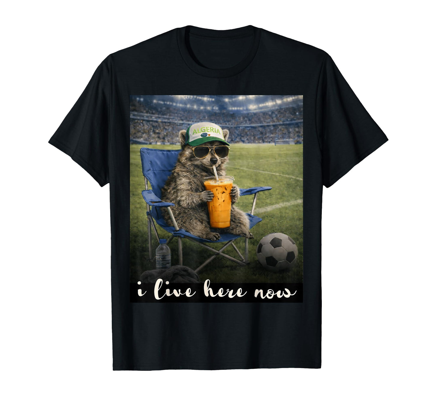Funny Raccoon Algeria Soccer Fan T-Shirt - Custom Art Print Men Women - T-Shirt, Sweatshirt, Hoodie