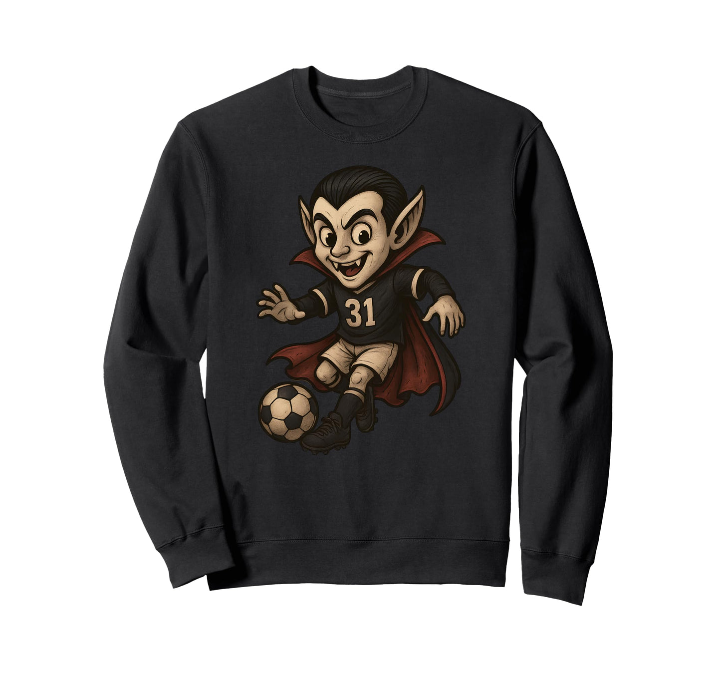 Vampire Soccer Player Halloween Sweatshirt - Novelty Apparel for Adults - T-Shirt, Sweatshirt, Hoodie