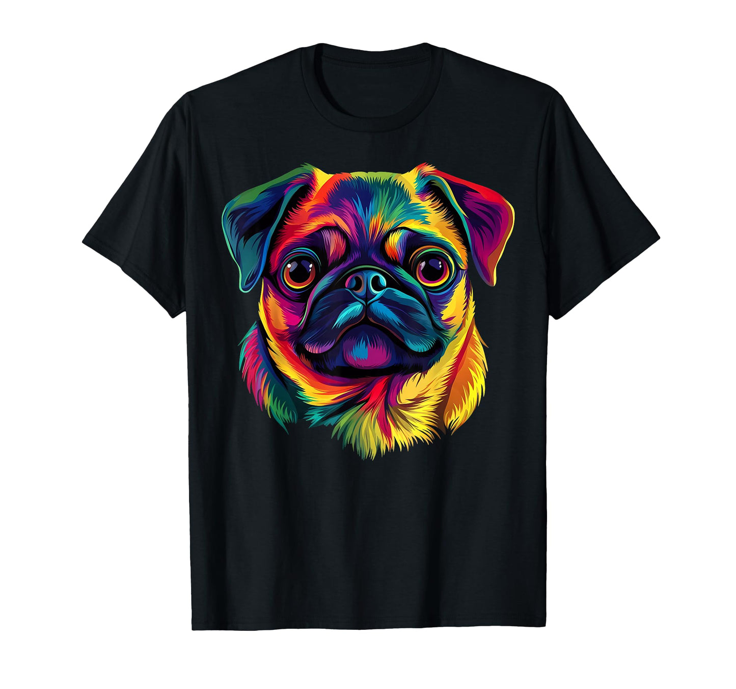 Pug Lover Colorful Puppy Dog Face T-Shirt - Fun Novelty Design Men Women - T-Shirt, Sweatshirt, Hoodie