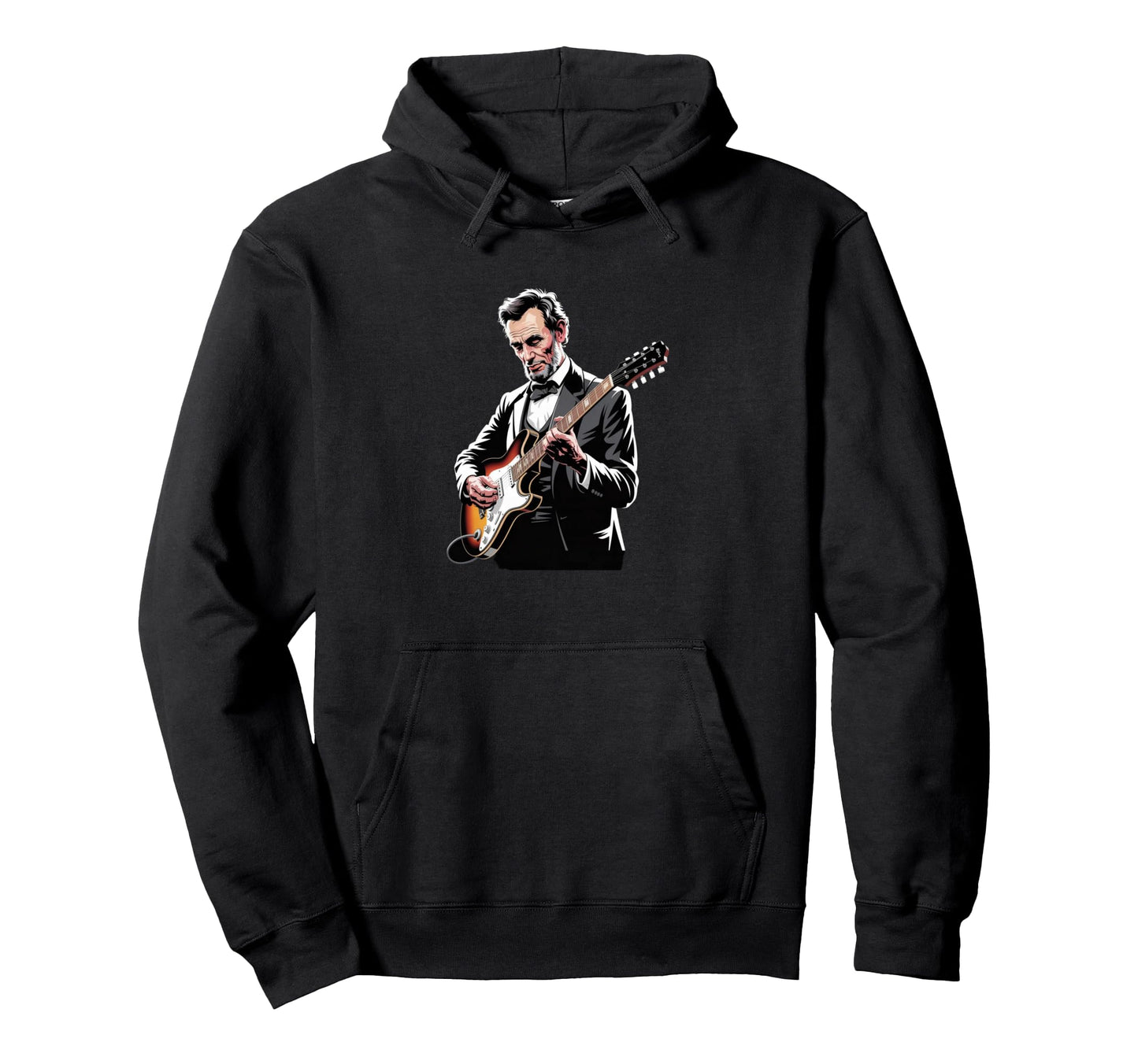 President Abraham Lincoln Playing Guitar Hoodie - Unique Graphic Men Women - T-Shirt, Sweatshirt, Hoodie