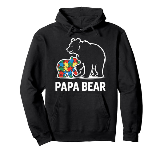 Autism Dad Papa Bear Autistic Child Hoodie - Streetwear Style Unisex - T-Shirt, Sweatshirt, Hoodie