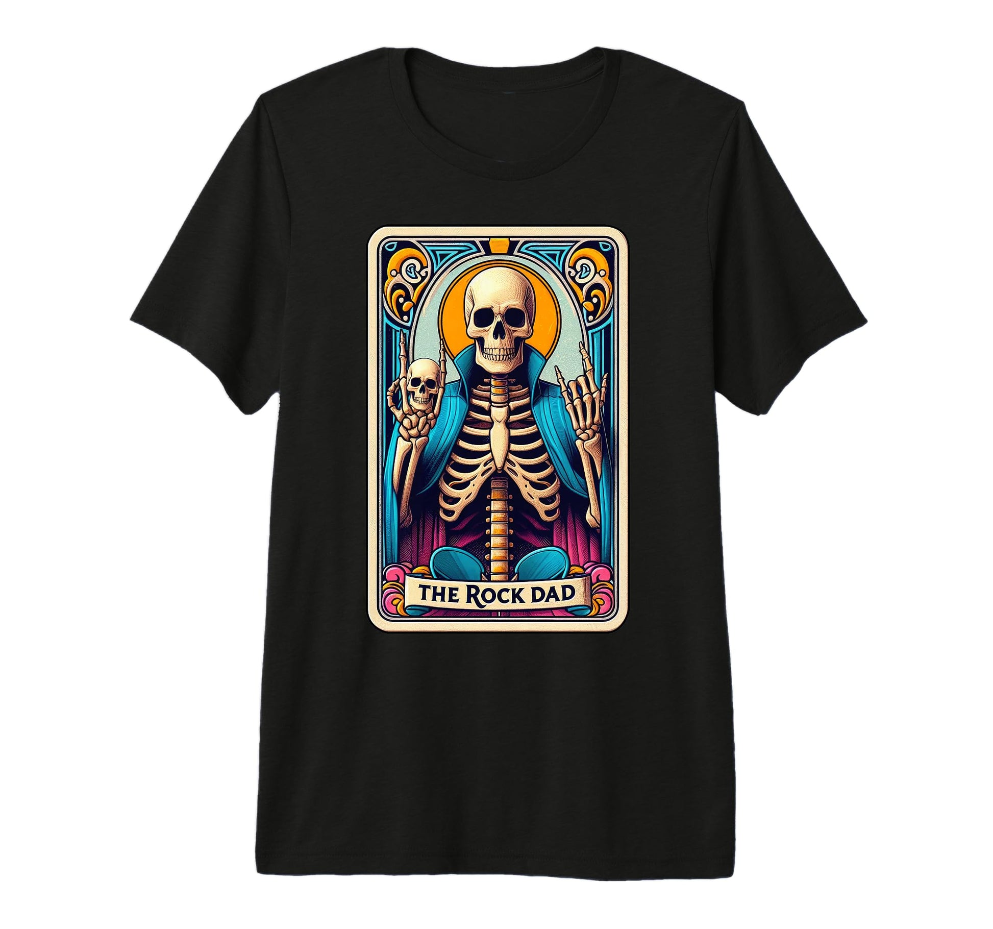 Mens Rock Band Dad Tarot Card Skeleton T-Shirt - Aesthetic Graphic Unisex - T-Shirt, Sweatshirt, Hoodie