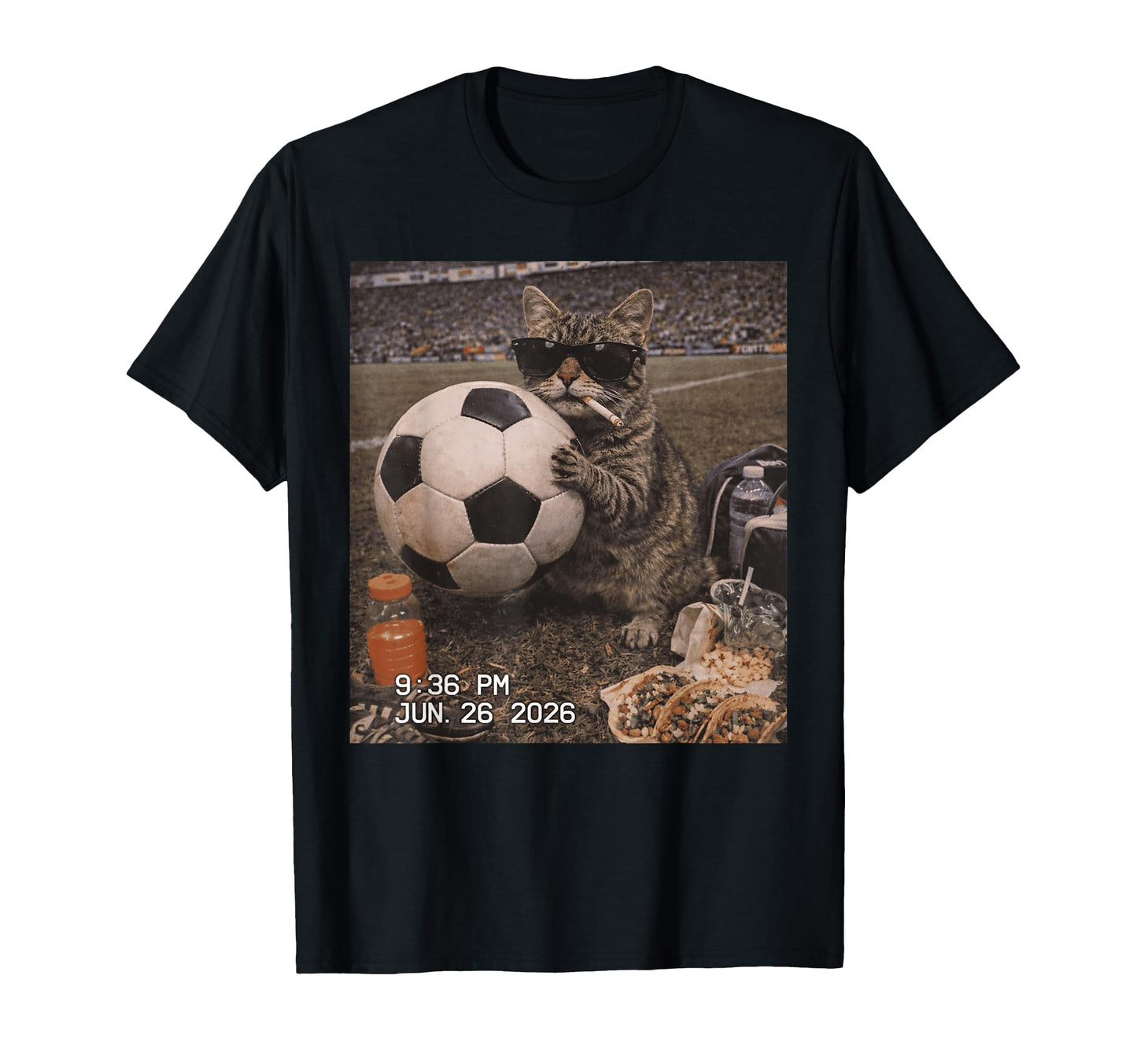 Funny Cat Smoking Sunglasses Soccer T-Shirt - Casual Everyday Wear Unisex - T-Shirt, Sweatshirt, Hoodie