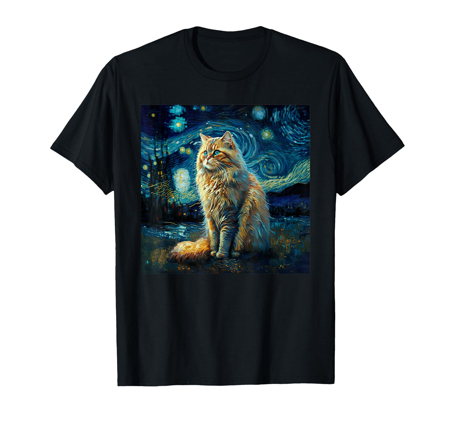 Van Gogh Starry Night Cat Cat Lover Cat T-Shirt - Trendy Graphic Unisex - T-Shirt, Sweatshirt, Hoodie