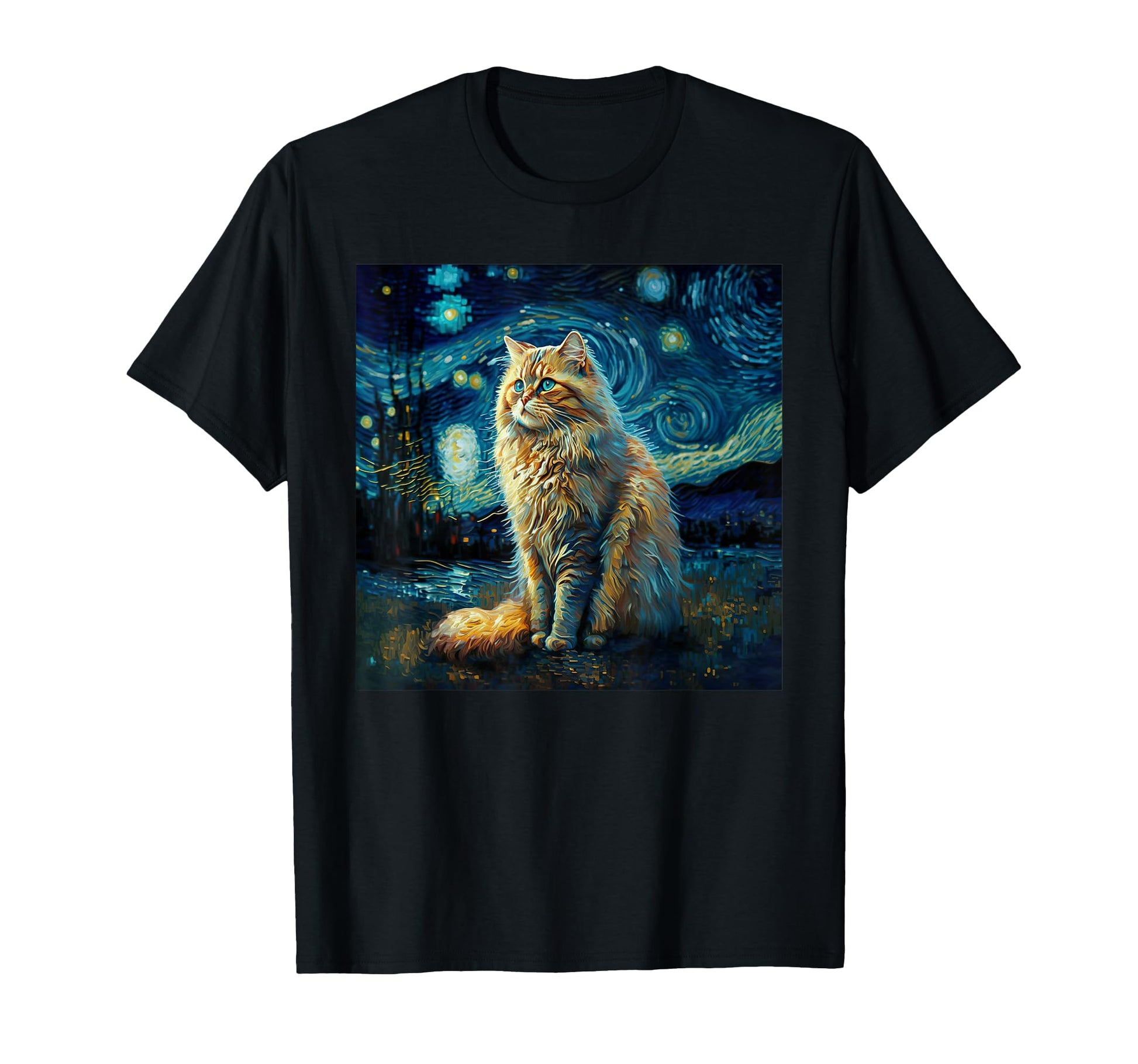 Van Gogh Starry Night Cat Cat Lover Cat T-Shirt - Trendy Graphic Unisex - T-Shirt, Sweatshirt, Hoodie