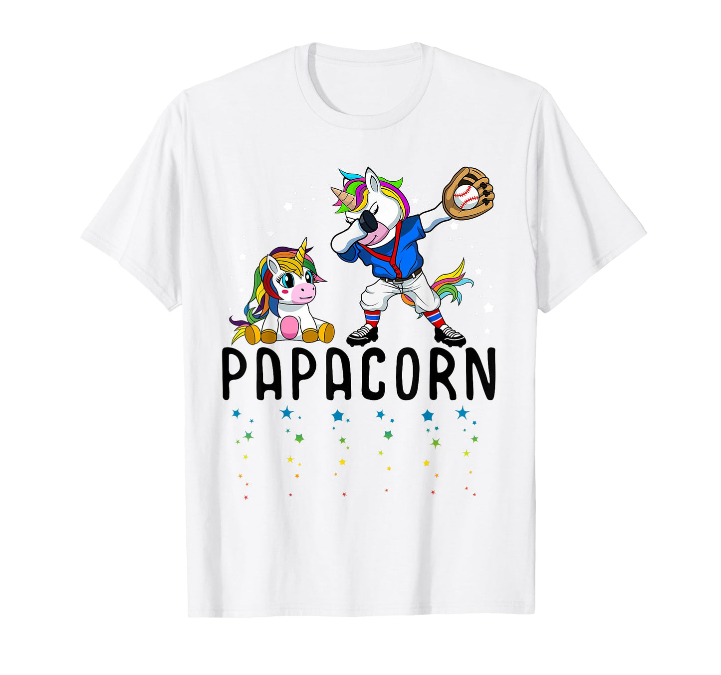 White Papacorn Unicorn Baseball Dad T-Shirt - Fun Novelty Design Unisex - T-Shirt, Sweatshirt, Hoodie