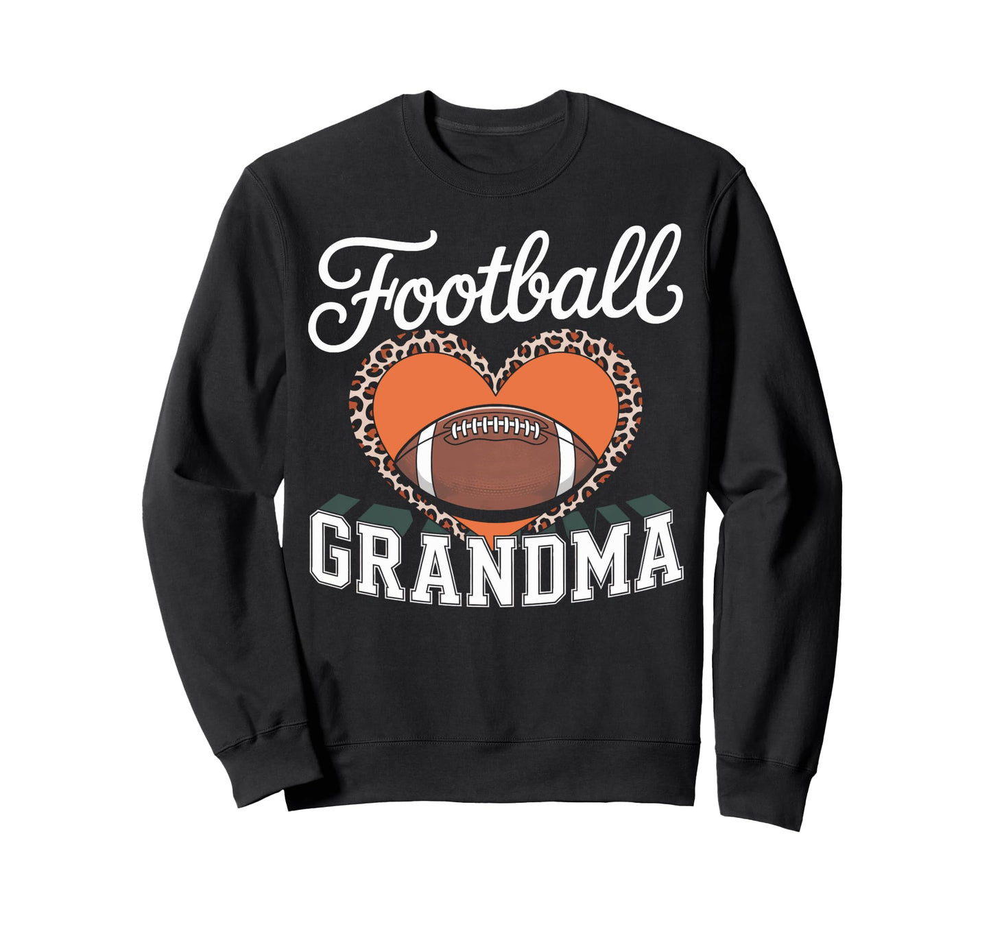 Football Grandma Heart Leopard Sweatshirt - Aesthetic Graphic Men Women - T-Shirt, Sweatshirt, Hoodie