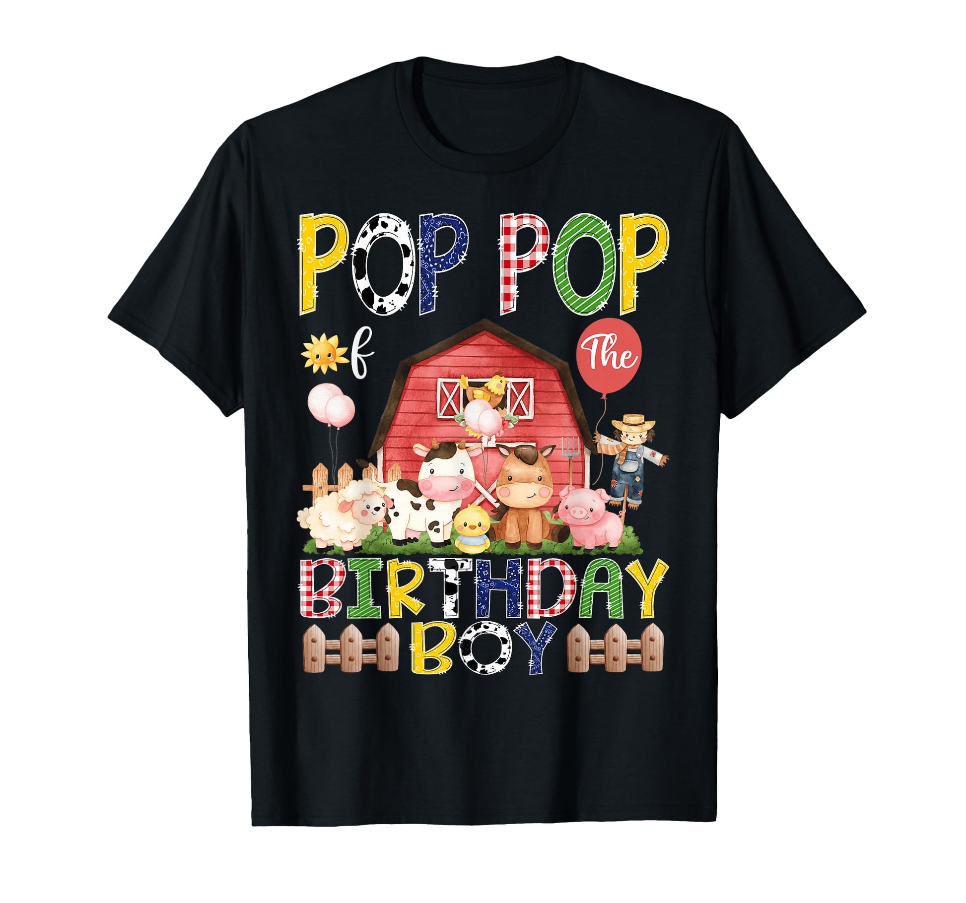 Pop Pop Birthday 1St Birthday Red Cow Farm T-Shirt - Graphic Print Unisex - T-Shirt, Sweatshirt, Hoodie