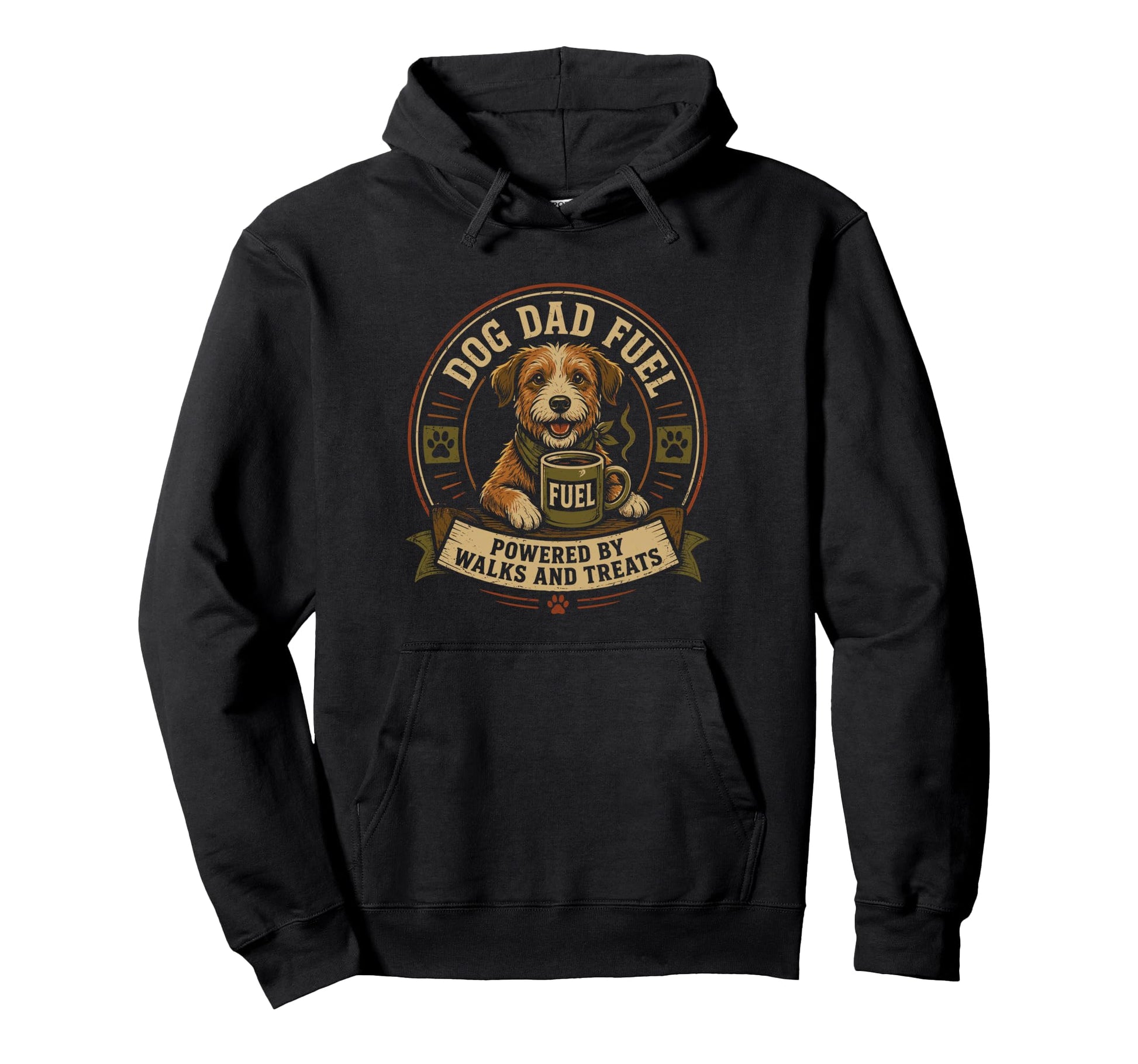 Dog Dad Fuel Powered Walks And Treats Hoodie - Custom Art Print Unisex - T-Shirt, Sweatshirt, Hoodie