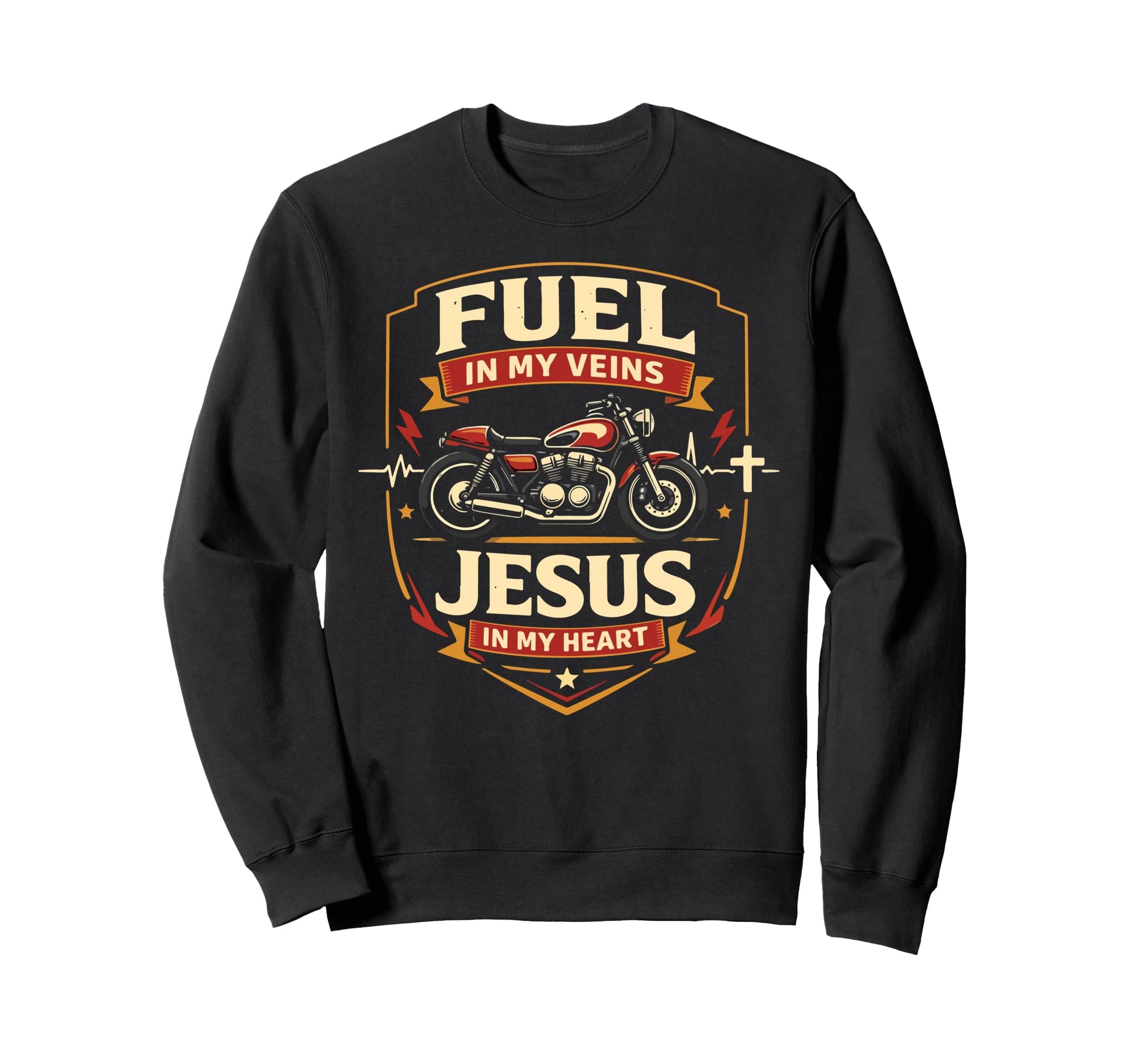 Motorcycle Biker Jesus Faith Christian Sweatshirt - Unique Graphic Unisex - T-Shirt, Sweatshirt, Hoodie