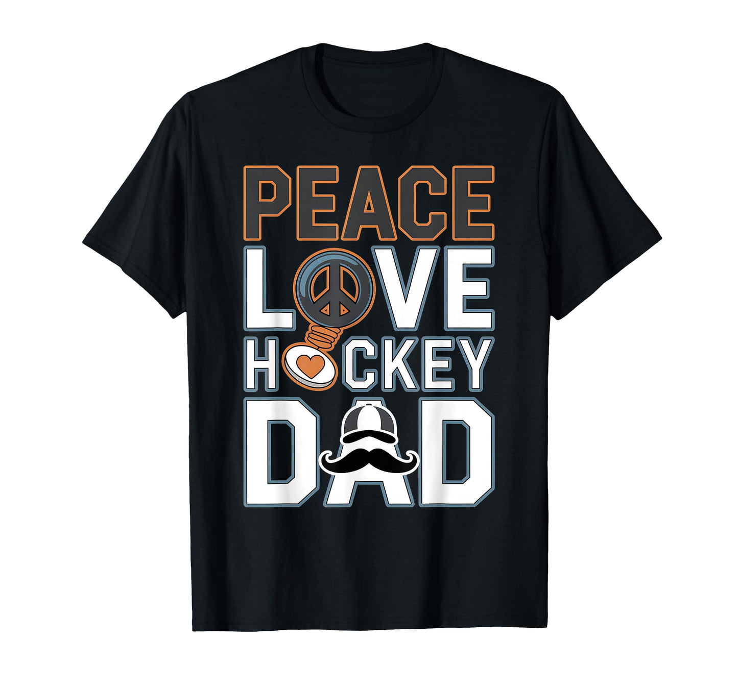 Peace Love Ice Hockey Dad Funny T-Shirt - Aesthetic Graphic for Adults - T-Shirt, Sweatshirt, Hoodie