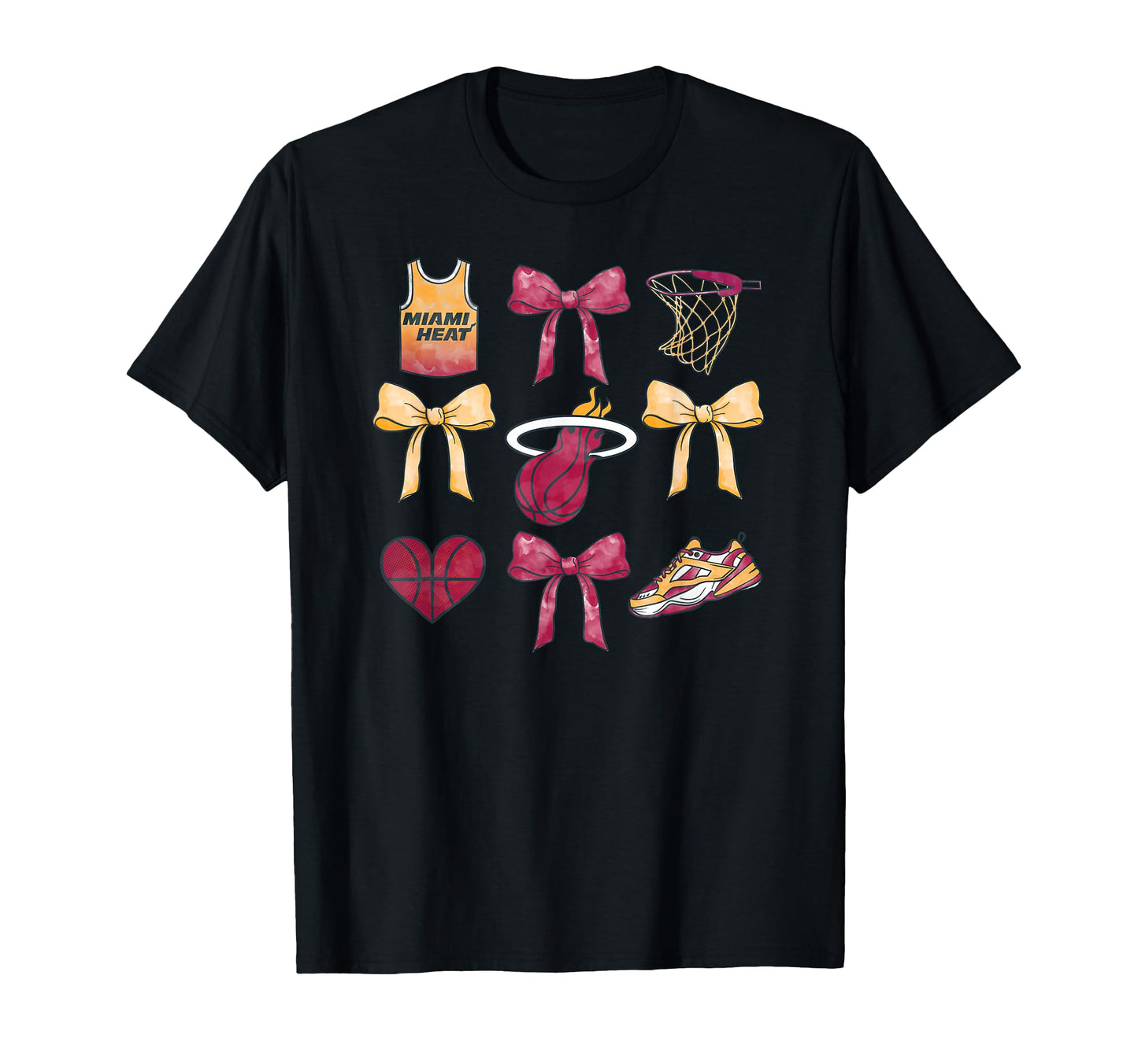 Nba Miami Heat Bow Grid T-Shirt - Minimalist Print for Adults - T-Shirt, Sweatshirt, Hoodie