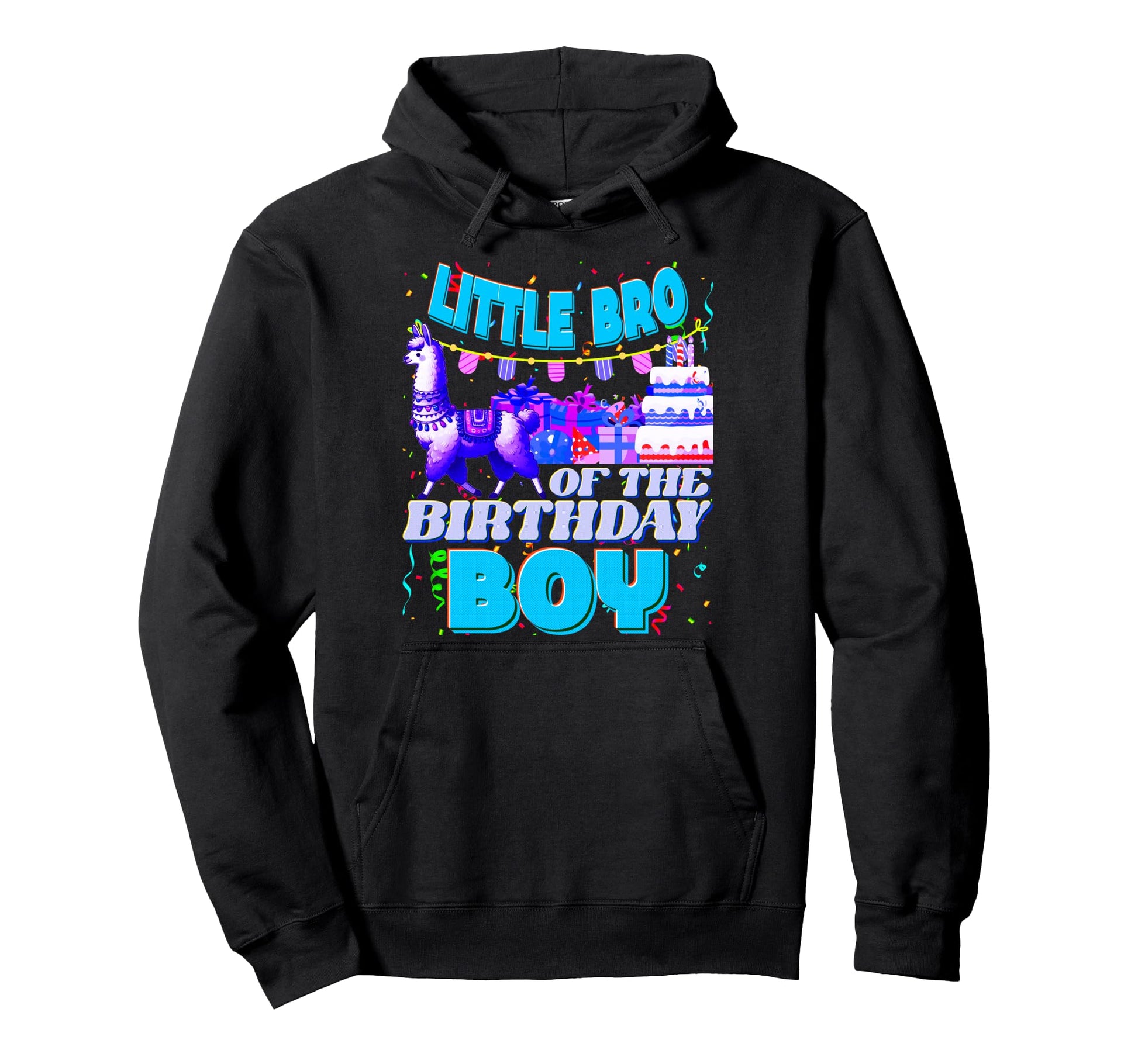 Little Bro Birthday Llama Dad And Dad Hoodie - Minimalist Print for Adults - T-Shirt, Sweatshirt, Hoodie