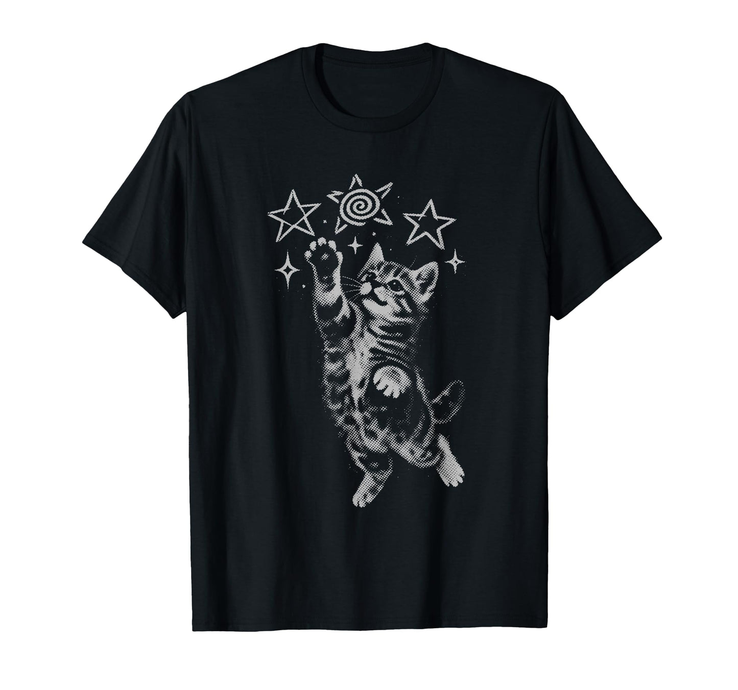 Y2K Cat Jumping Stars Silly 90S T-Shirt - Fun Novelty Design for Adults - T-Shirt, Sweatshirt, Hoodie