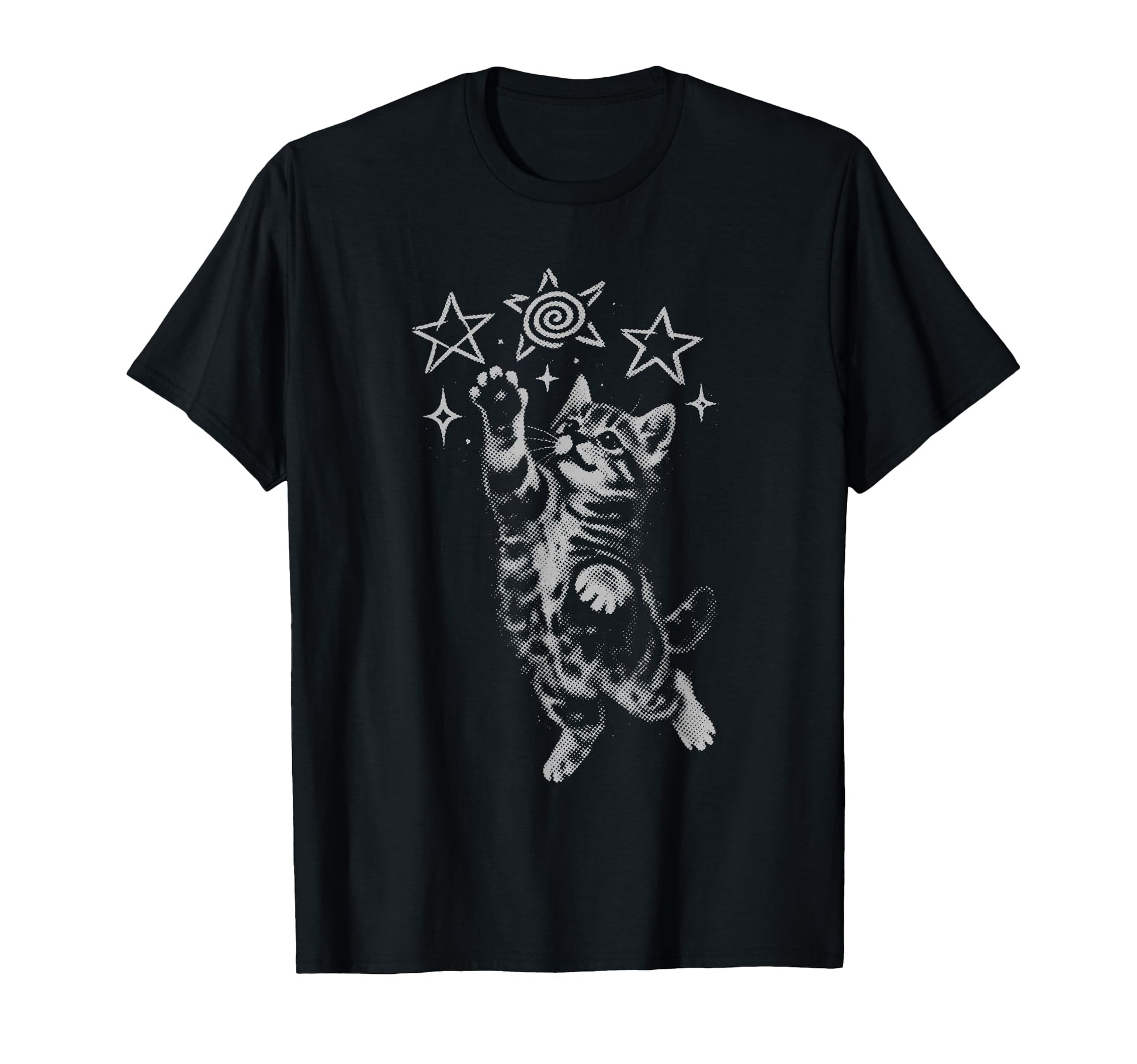 Y2K Cat Jumping Stars Silly 90S T-Shirt - Fun Novelty Design for Adults - T-Shirt, Sweatshirt, Hoodie