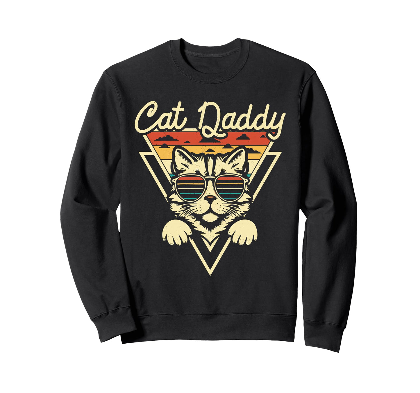 Cat Daddy Sunglasses Cat Fur Dad Papa Sweatshirt - Custom Art Print Unisex - T-Shirt, Sweatshirt, Hoodie