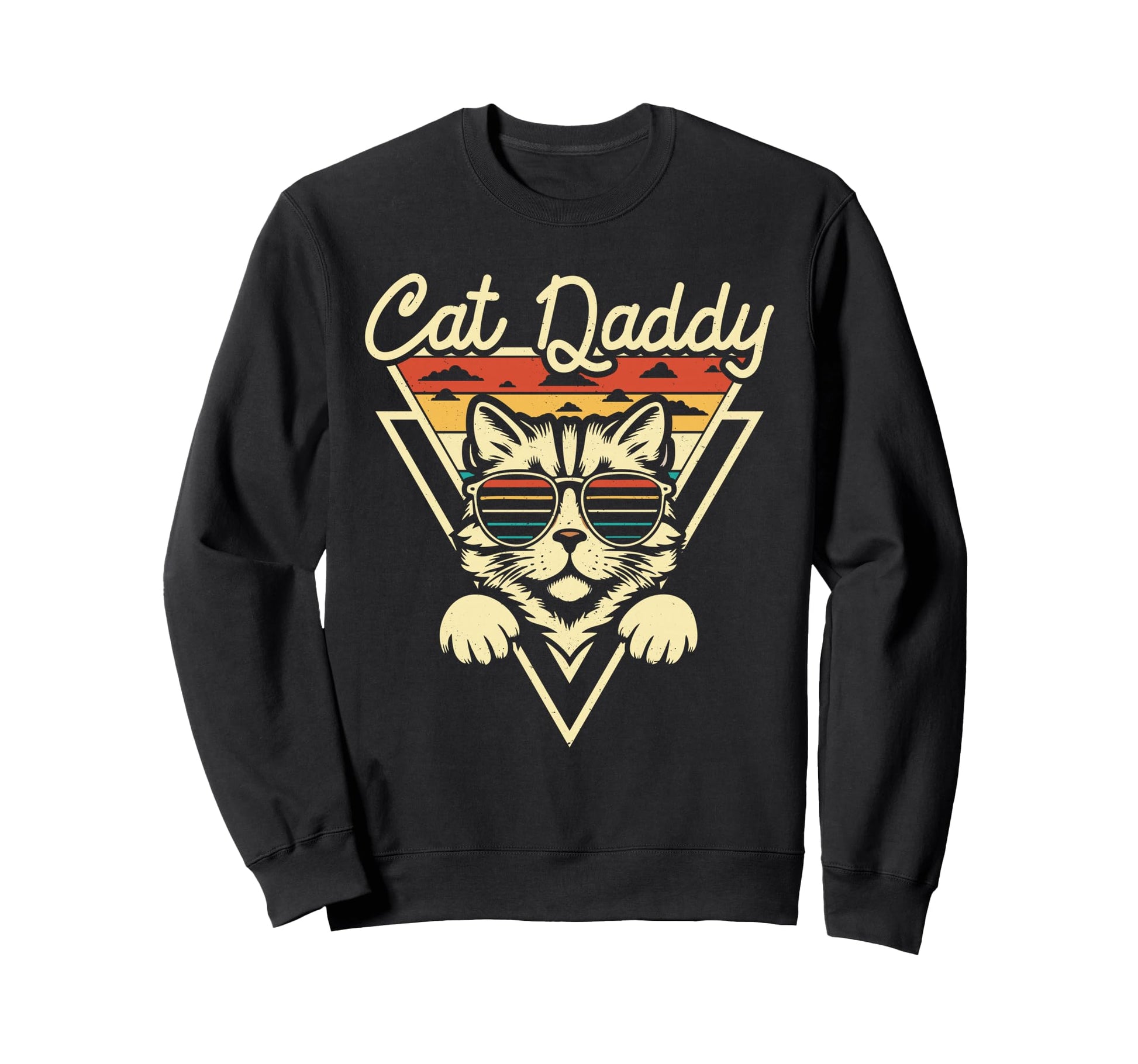 Cat Daddy Sunglasses Cat Fur Dad Papa Sweatshirt - Custom Art Print Unisex - T-Shirt, Sweatshirt, Hoodie