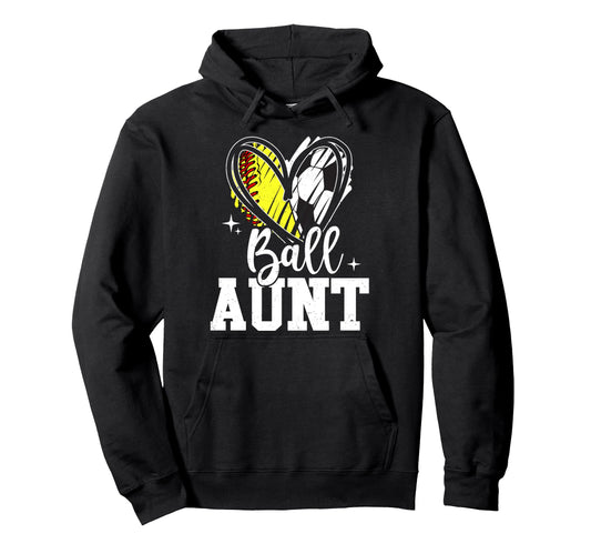 Ball Aunt Softball Soccer Ball Aunt Both Hoodie - Unique Graphic Men Women - T-Shirt, Sweatshirt, Hoodie